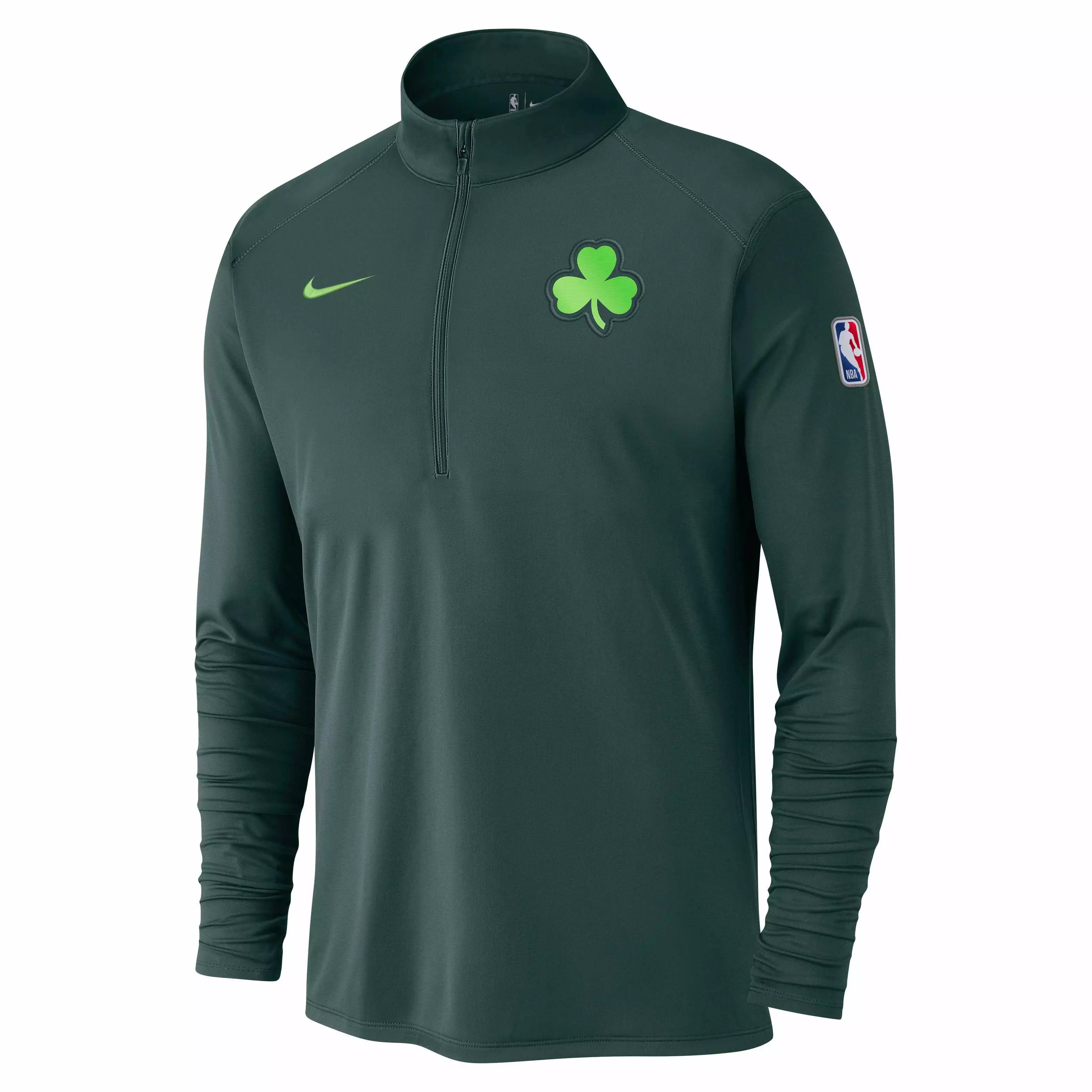 Nike Men's Dri-FIT NBA Boston Celtics 1/2-Zip Long Sleeve CE Top - GREEN/BLACK