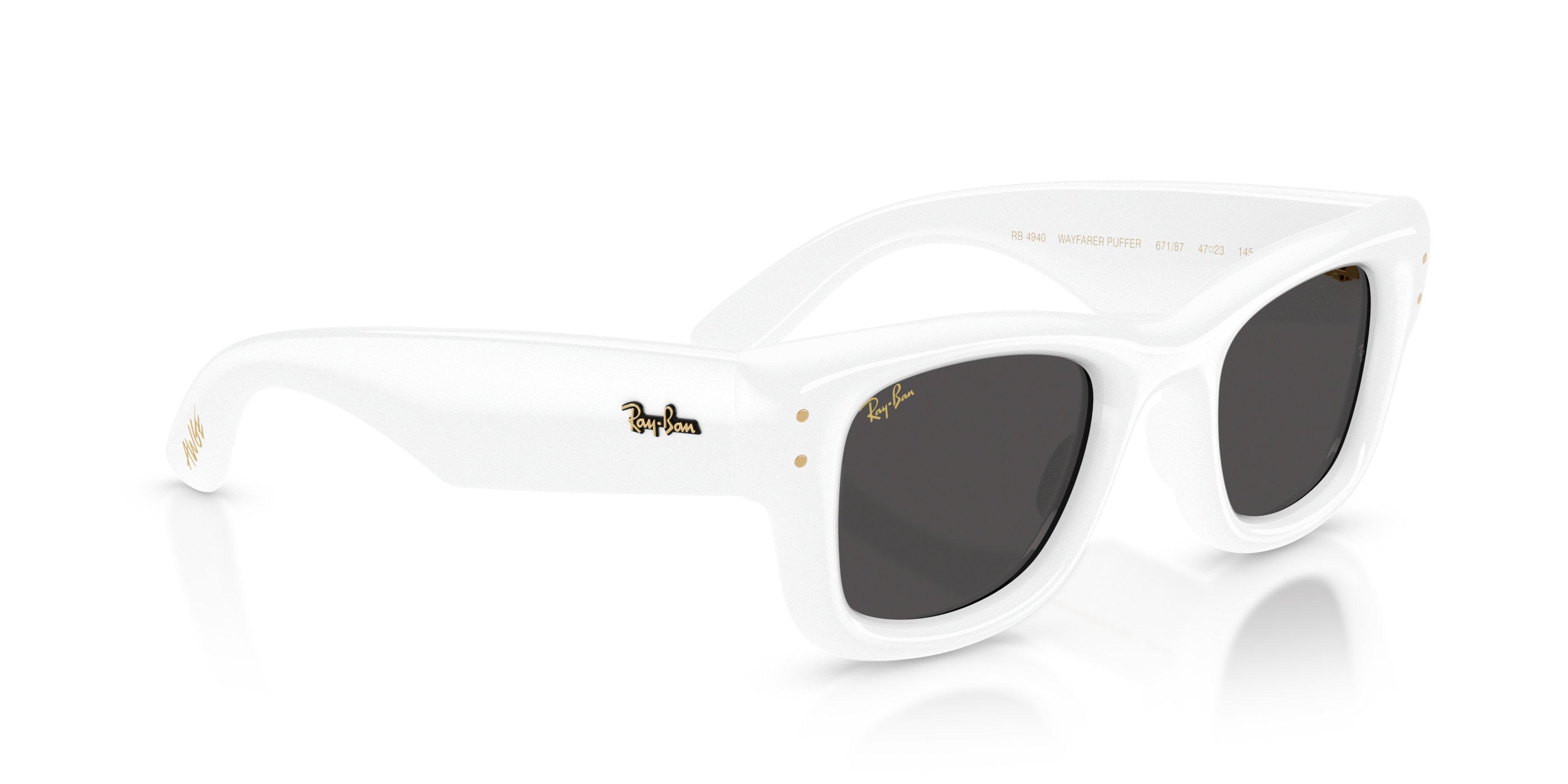 Ray-Ban A$AP Rocky Wayfarer Puffer Ultra Black Sunglasses &ndash; Polished White - WHITE/BLACK Thumbnail View 4