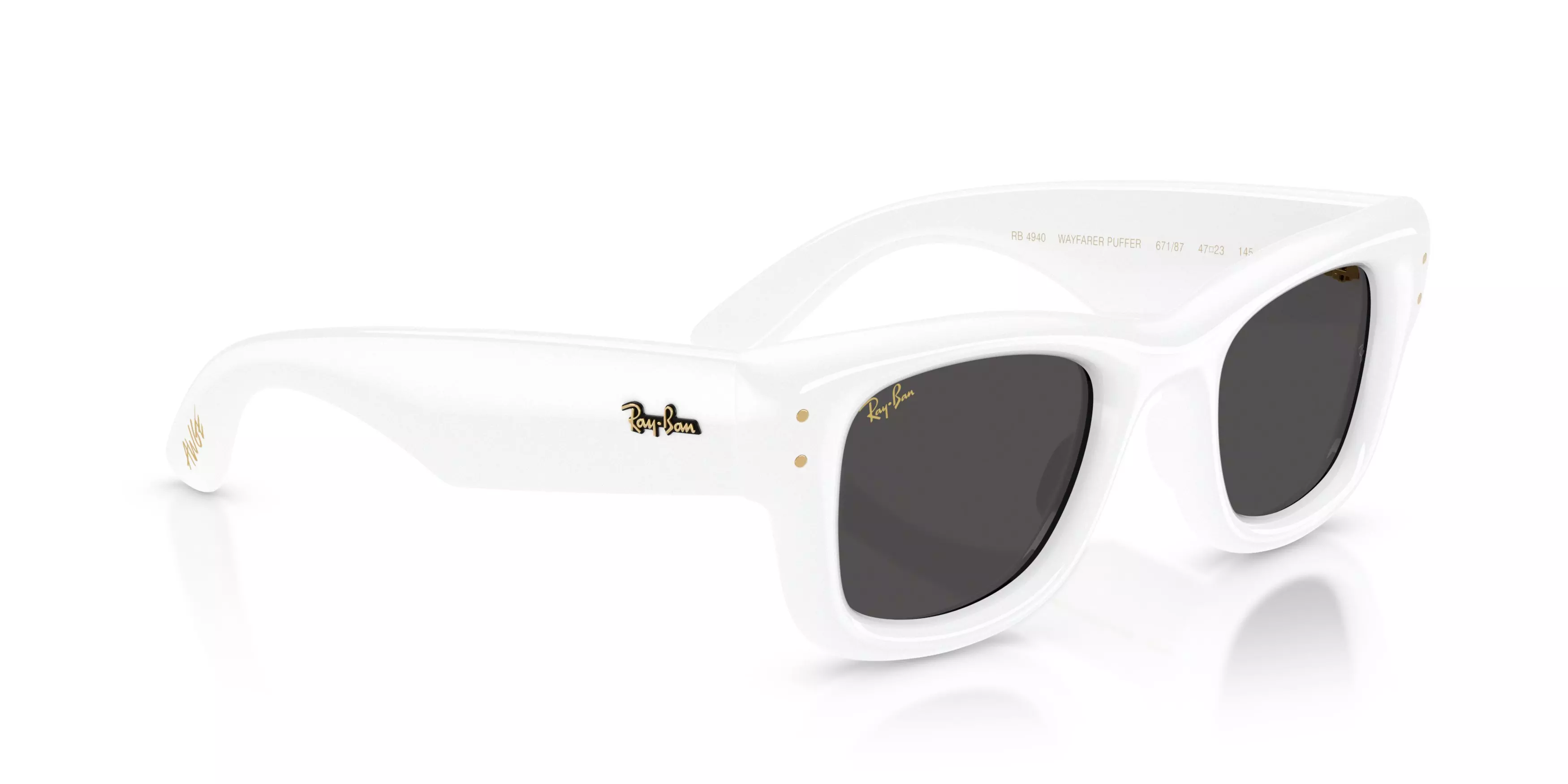 Ray-Ban A$AP Rocky Wayfarer Puffer Ultra Black Sunglasses – Polished White - WHITE/BLACK