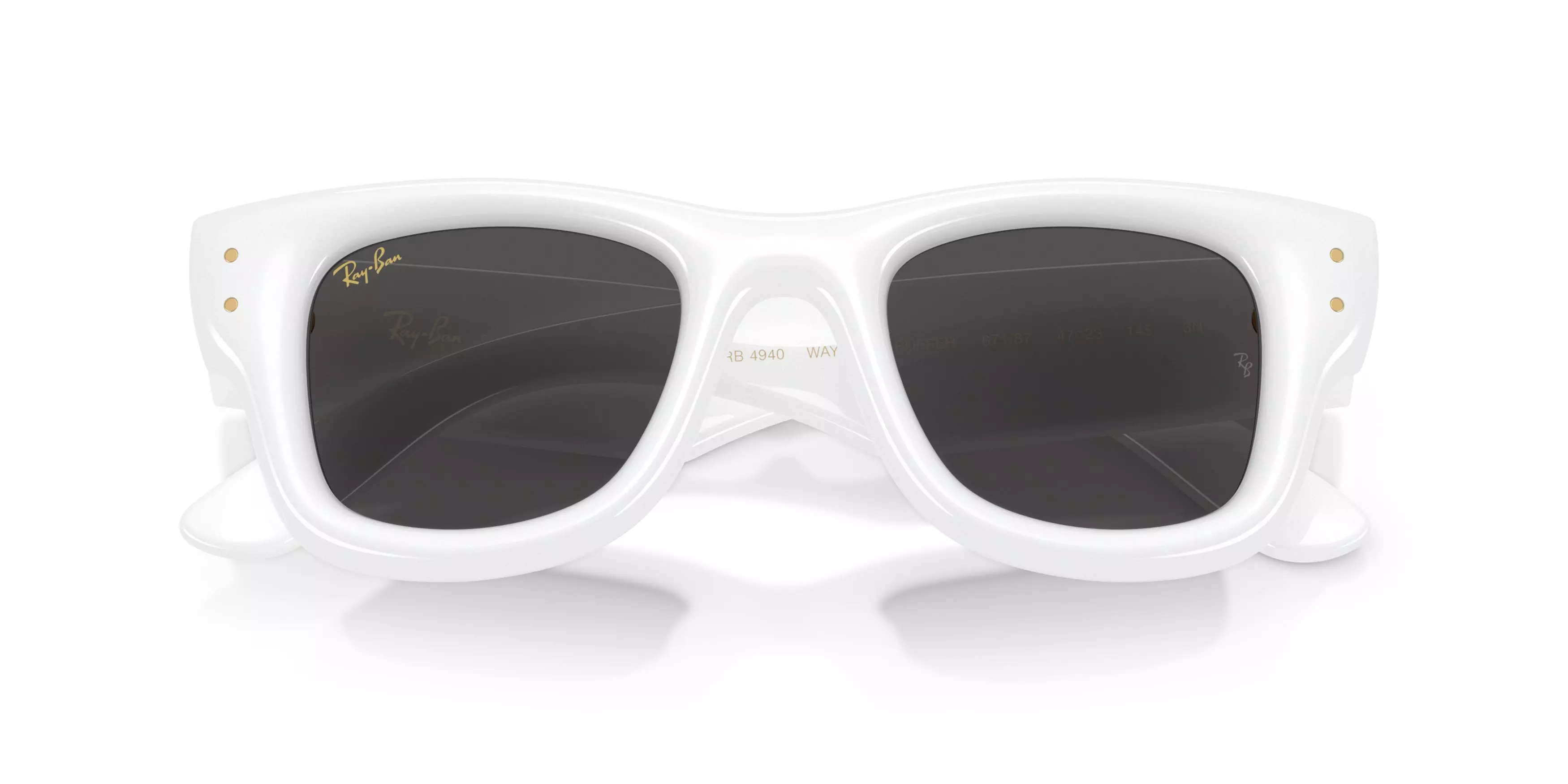 Ray-Ban A$AP Rocky Wayfarer Puffer Ultra Black Sunglasses – Polished White - WHITE/BLACK
