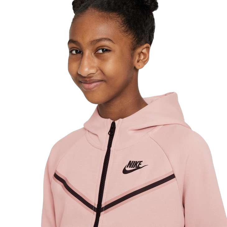 Nike Big Girls' Sportswear Tech Fleece Hoodie - Pink - PINK Thumbnail View 3