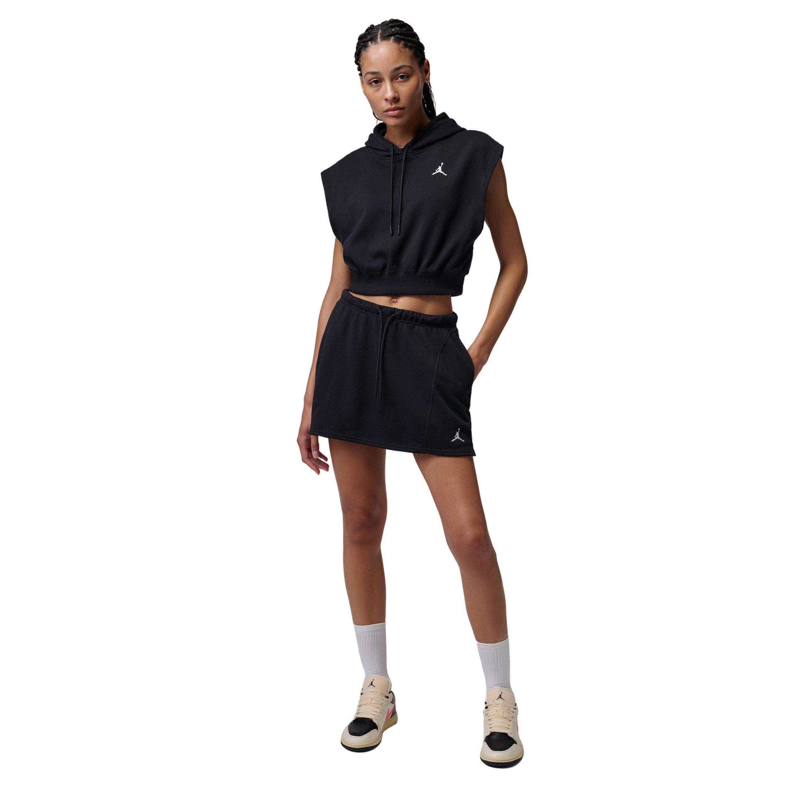 Jordan Women's Brooklyn Fleece French Terry Top - BLACK/WHITE Thumbnail View 6