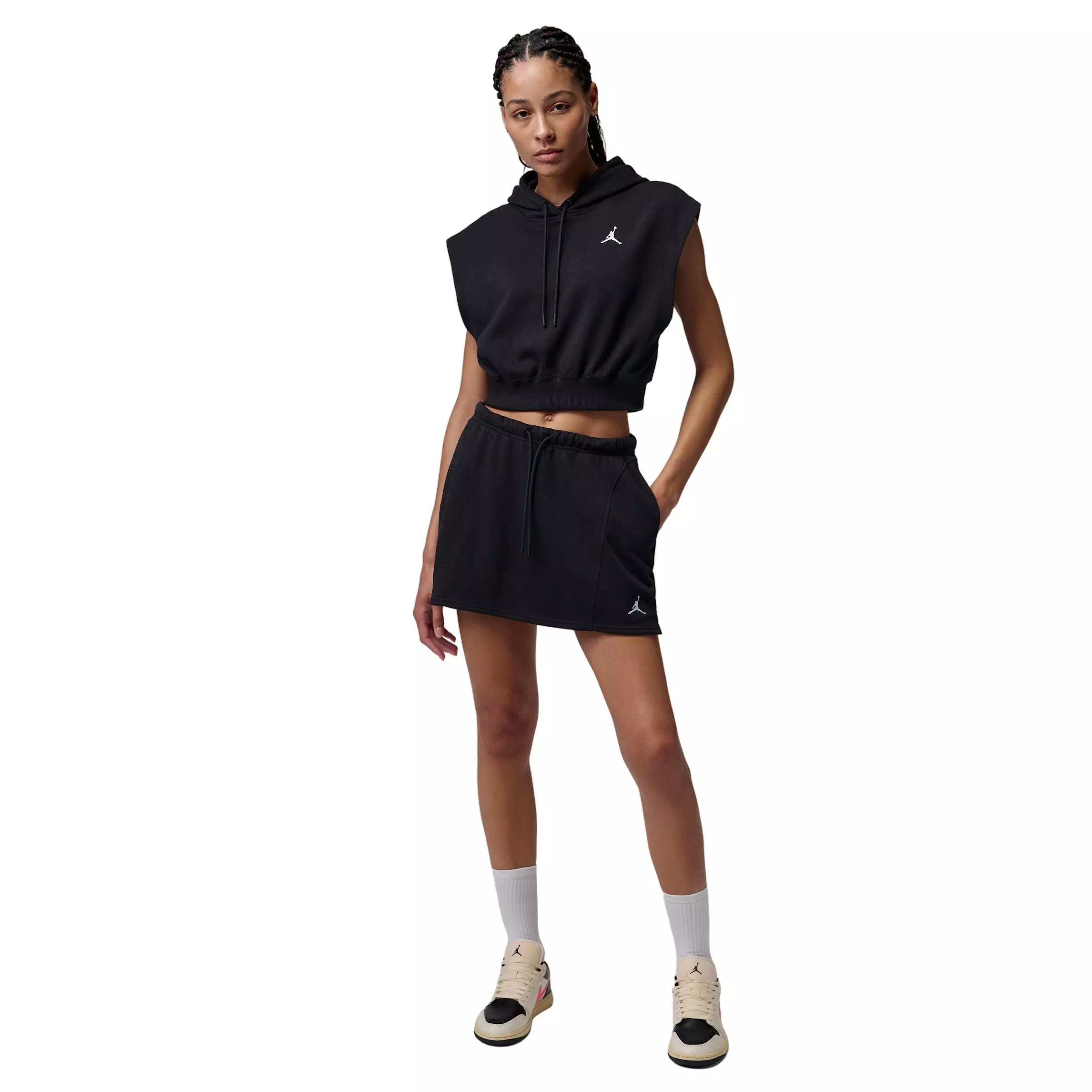 Jordan Women's Brooklyn Fleece French Terry Top - BLACK/WHITE