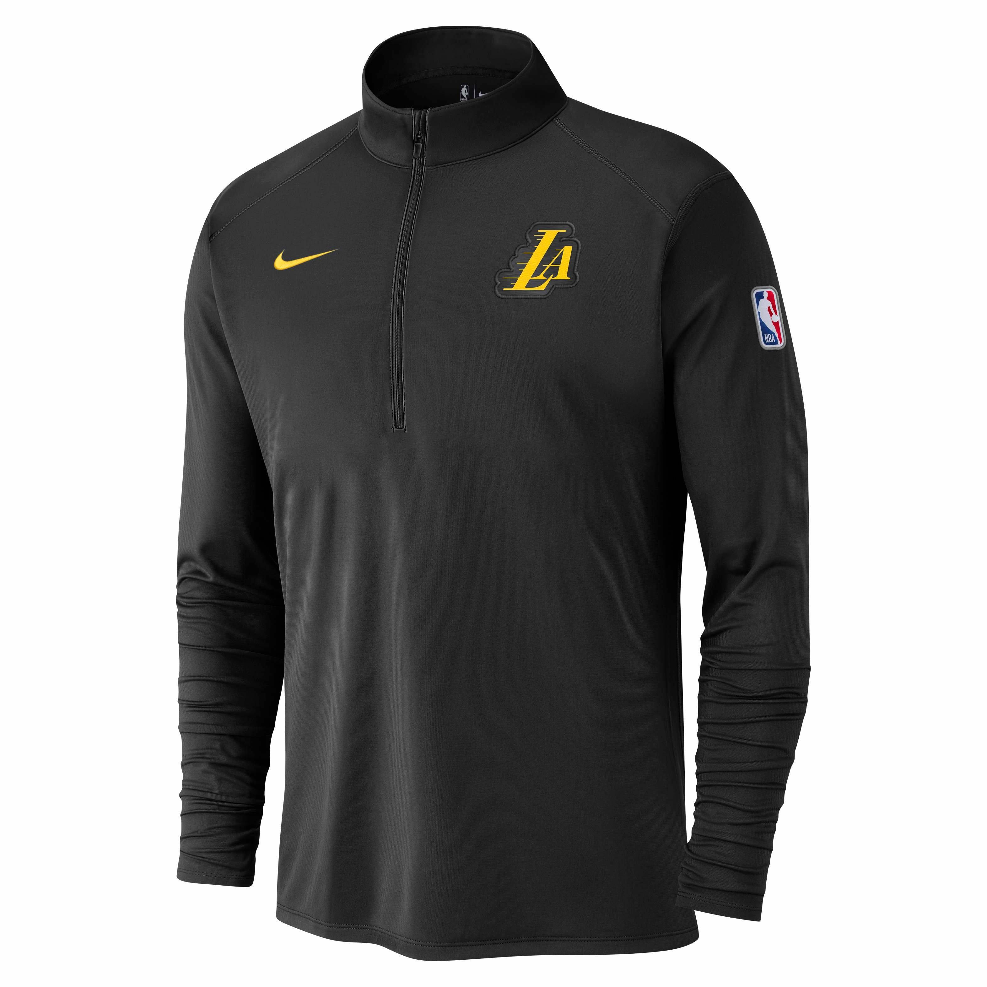 Nike Men's Dri-FIT NBA LA Lakers 1/2-Zip Long Sleeve CE Top - BLACK Thumbnail View 1
