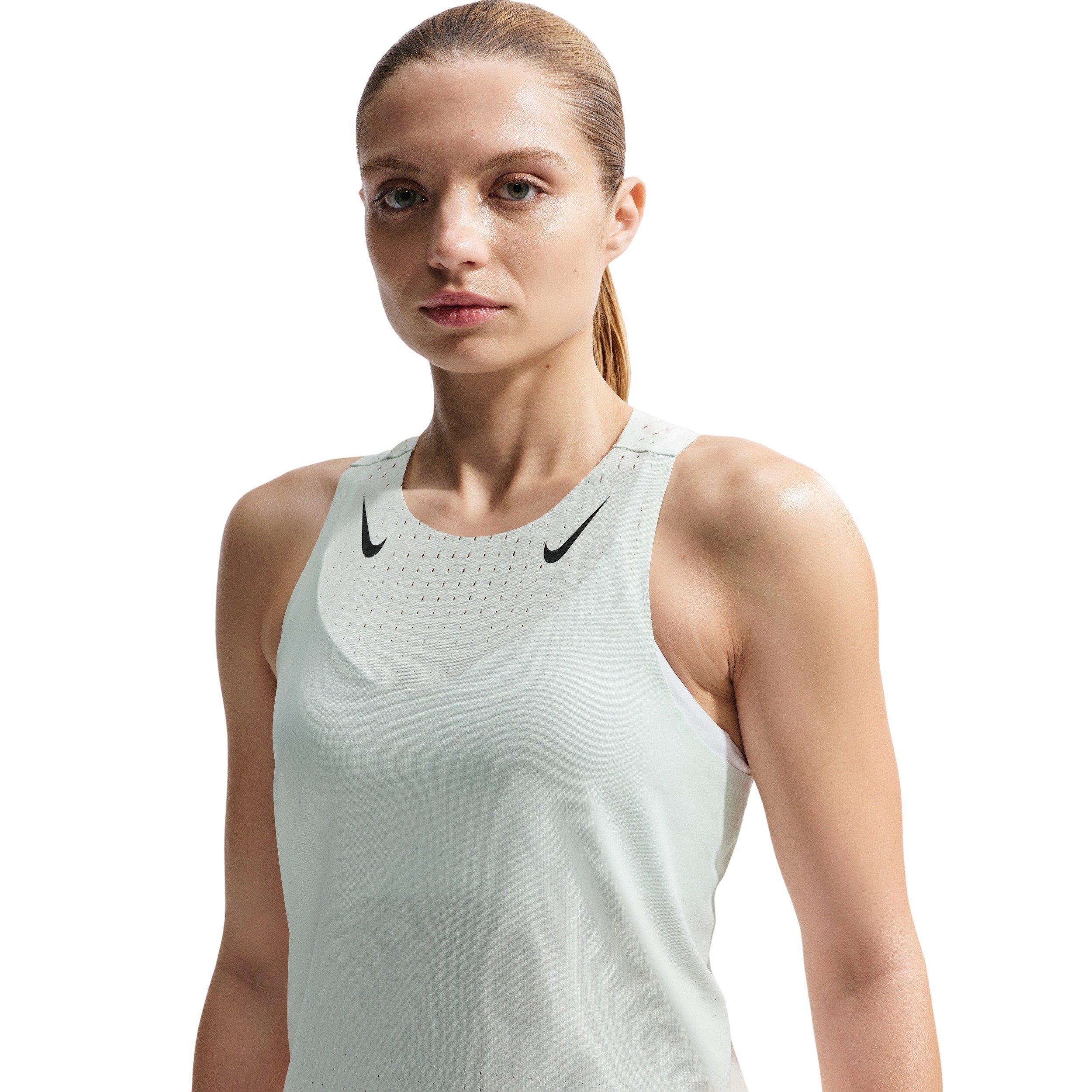 Nike Women's AeroSwift Dri-FIT ADV Running Singlet - Green/Black - GREEN/BLACK Thumbnail View 3