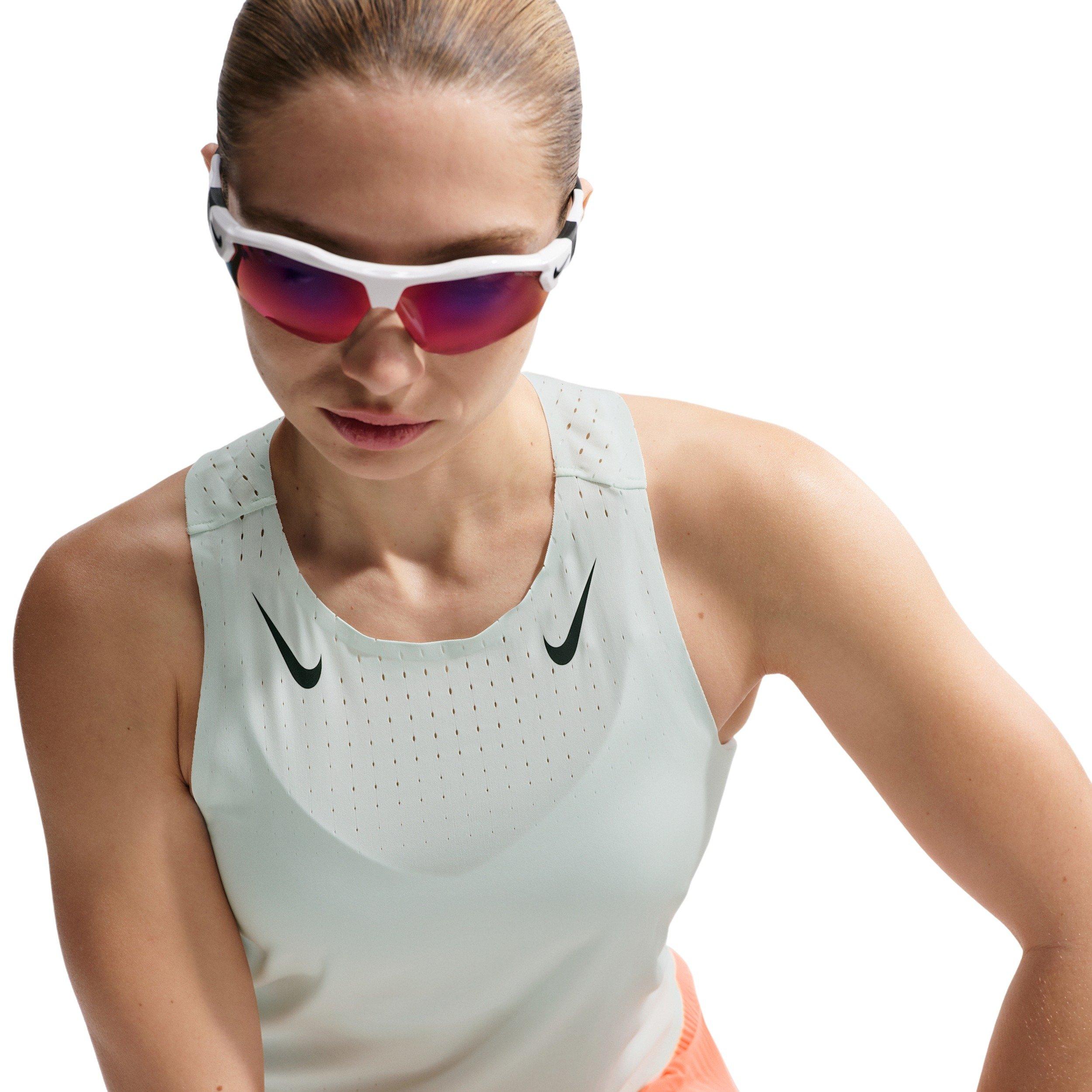 Nike Women's AeroSwift Dri-FIT ADV Running Singlet - Green/Black - GREEN/BLACK Thumbnail View 5
