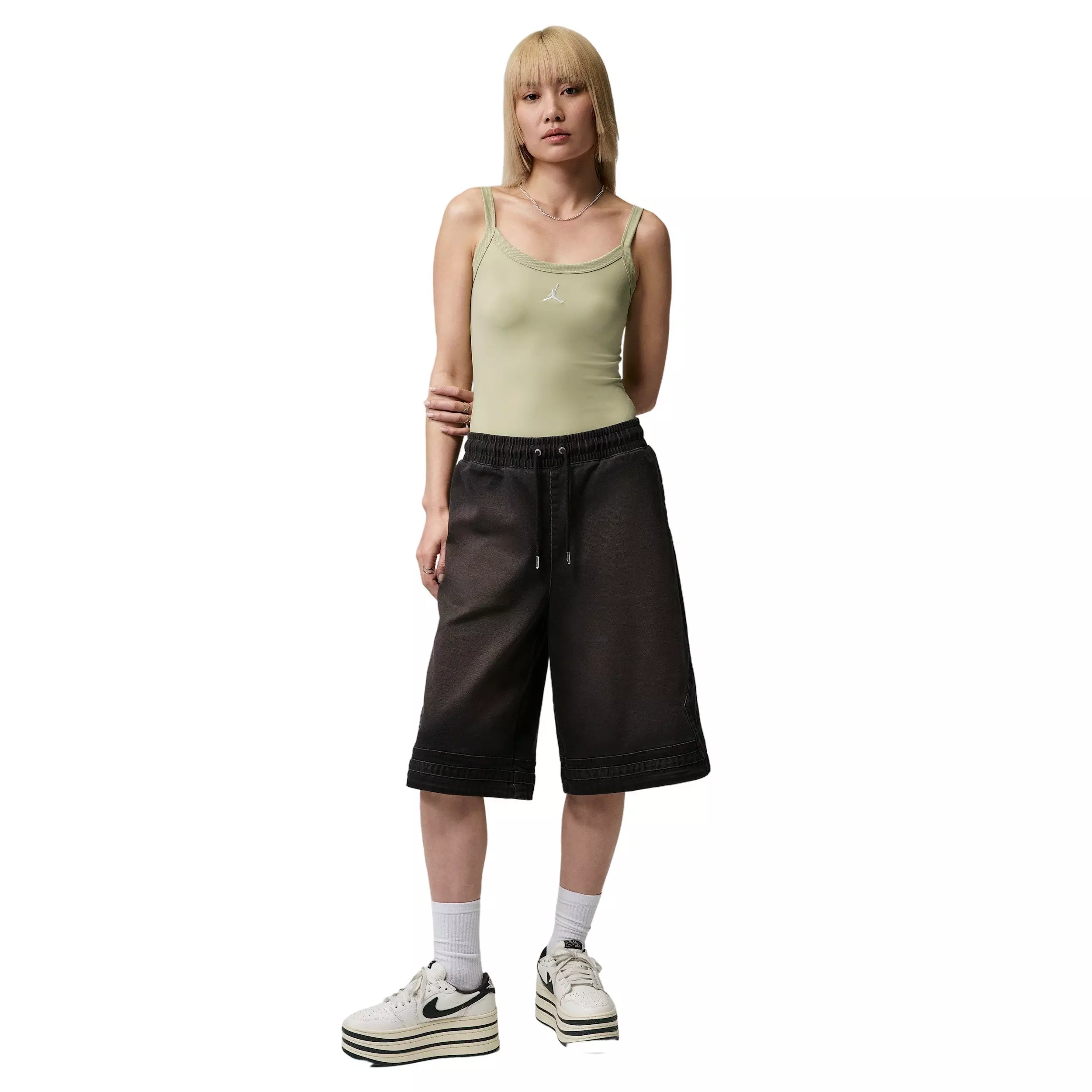 Jordan Women's Brooklyn Essentials Tank Bodysuit - OLIVE/WHITE