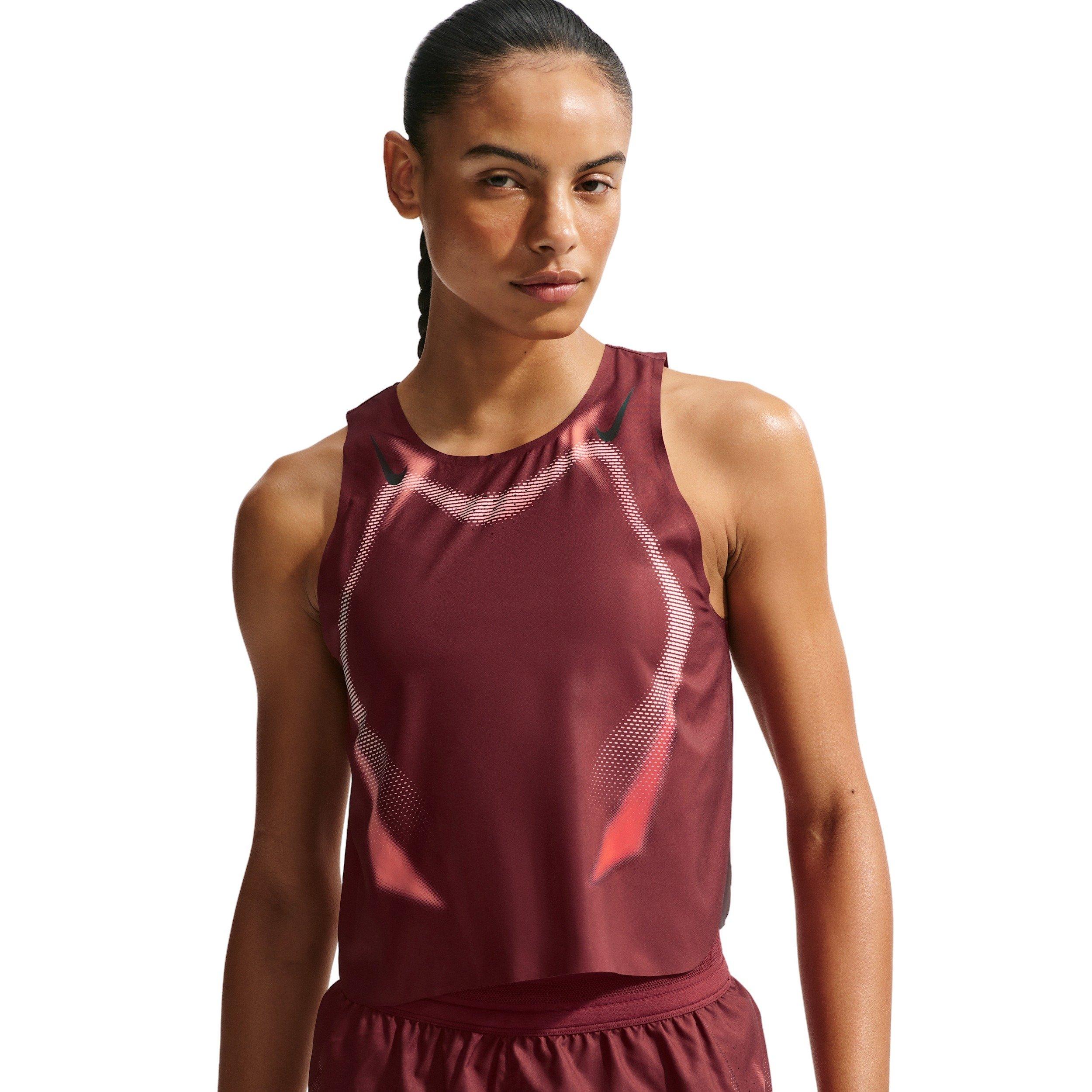 Nike Women's AeroSwift Dri-FIT ADV Cropped Running Tank Top - RED/BLACK Thumbnail View 1