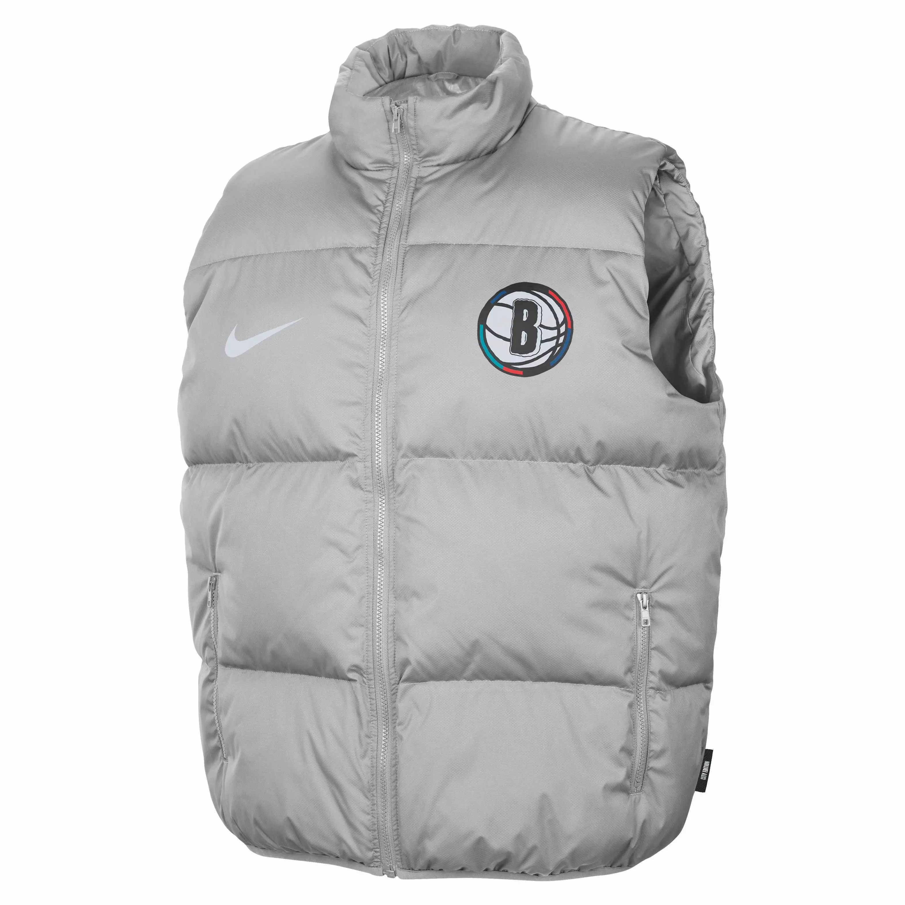 Nike Men's NBA Brooklyn Nets CE Puffer Vest - SILVER