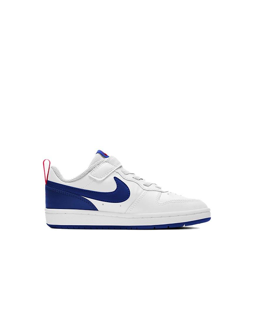 Nike Court Borough Low 2 White Blue Preschool Boys Basketball Shoe Hibbett City Gear