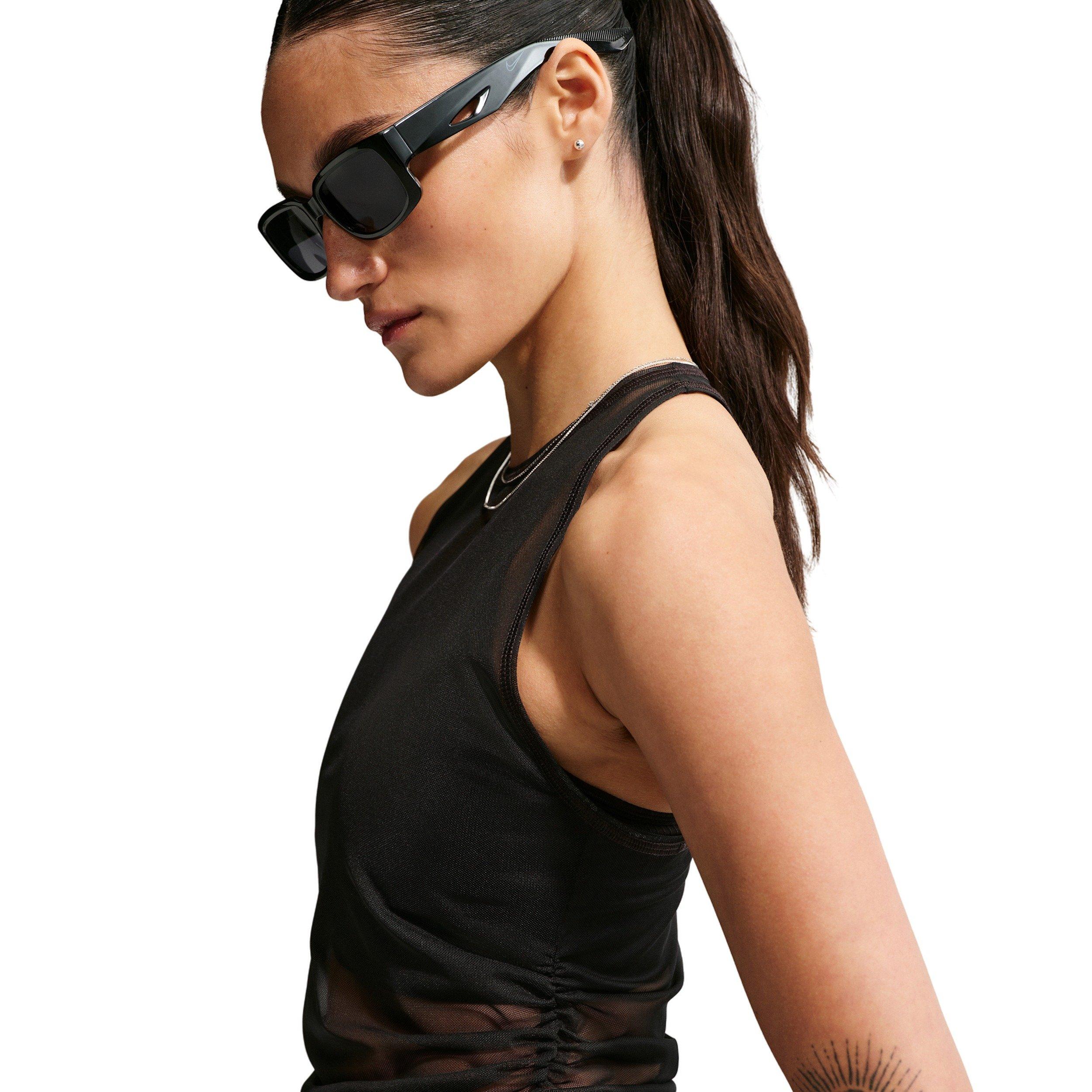 Nike Women's Sportswear Tight Sheer Tank Top - BLACK/OFF-WHITE Thumbnail View 5