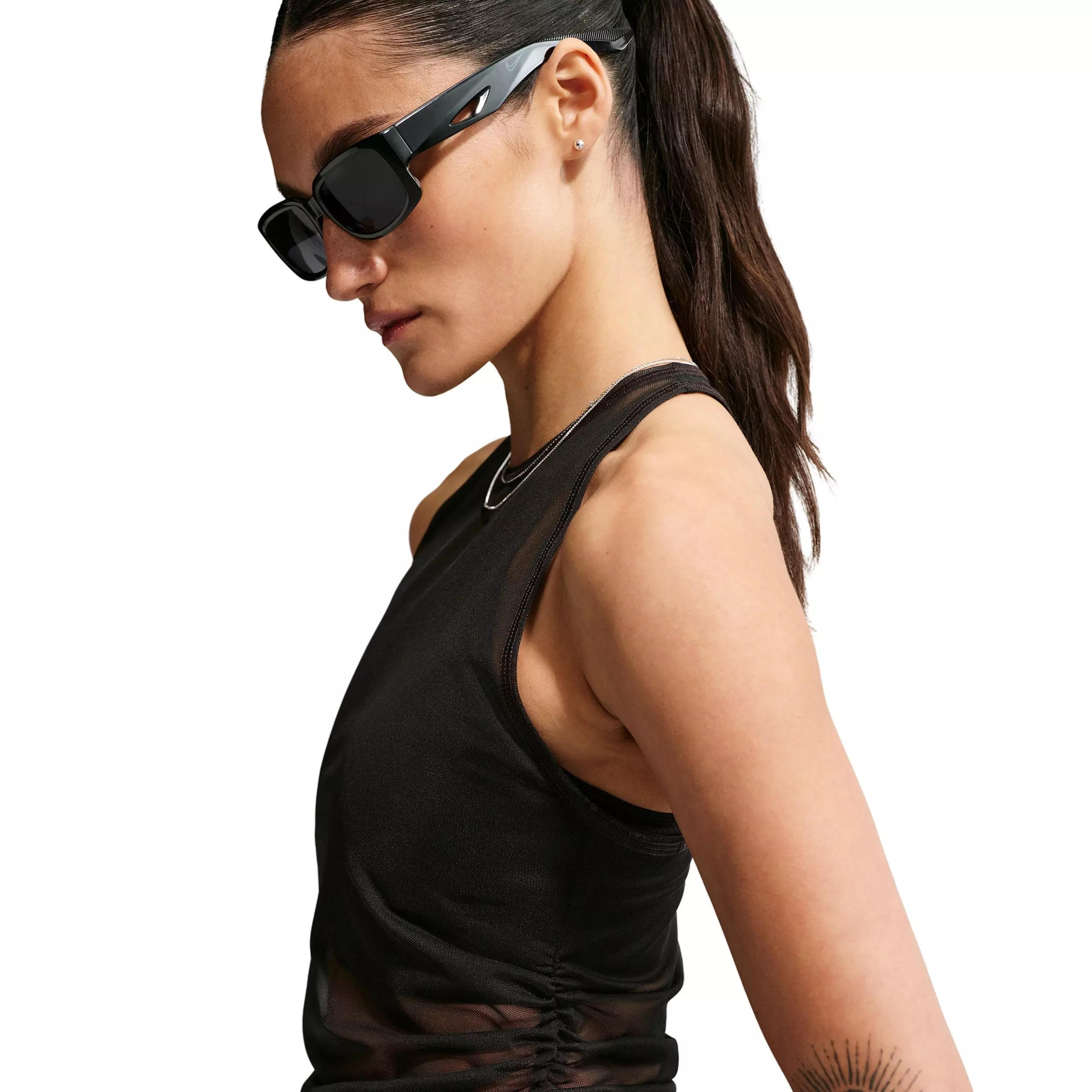 Nike Women's Sportswear Tight Sheer Tank Top - BLACK/OFF-WHITE
