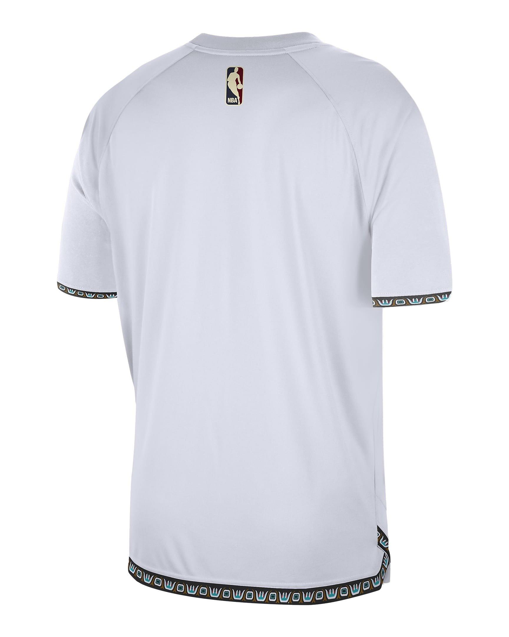 Nike Men's Memphis Grizzlies Hardwood Classics Dri-FIT NBA Short-Sleeve Pregame T-Shirt - White - WHITE Thumbnail View 2