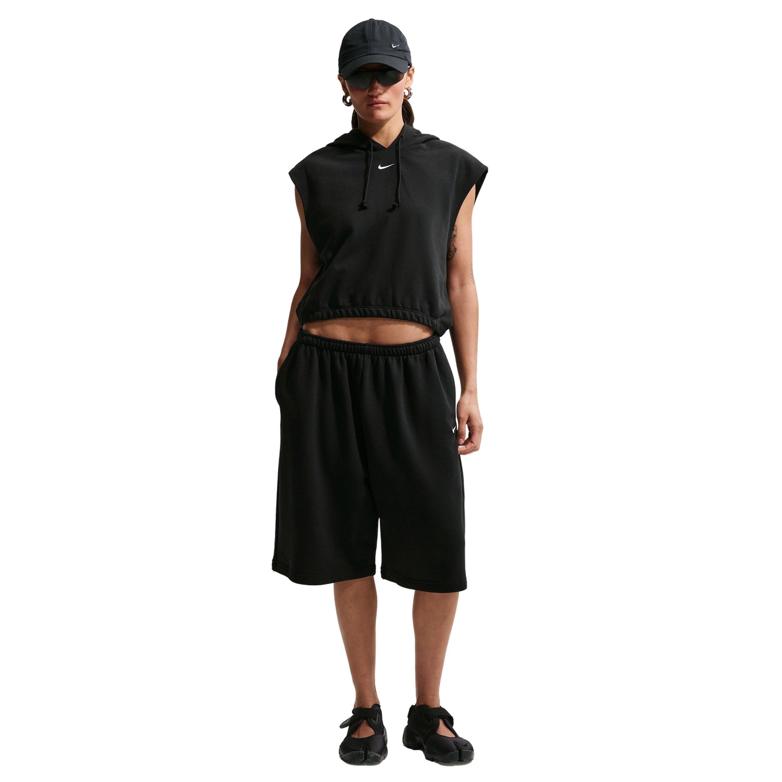 Nike Women's Sportswear Phoenix Fleece Sleeveless Hoodie - BLACK/OFF-WHITE Thumbnail View 4