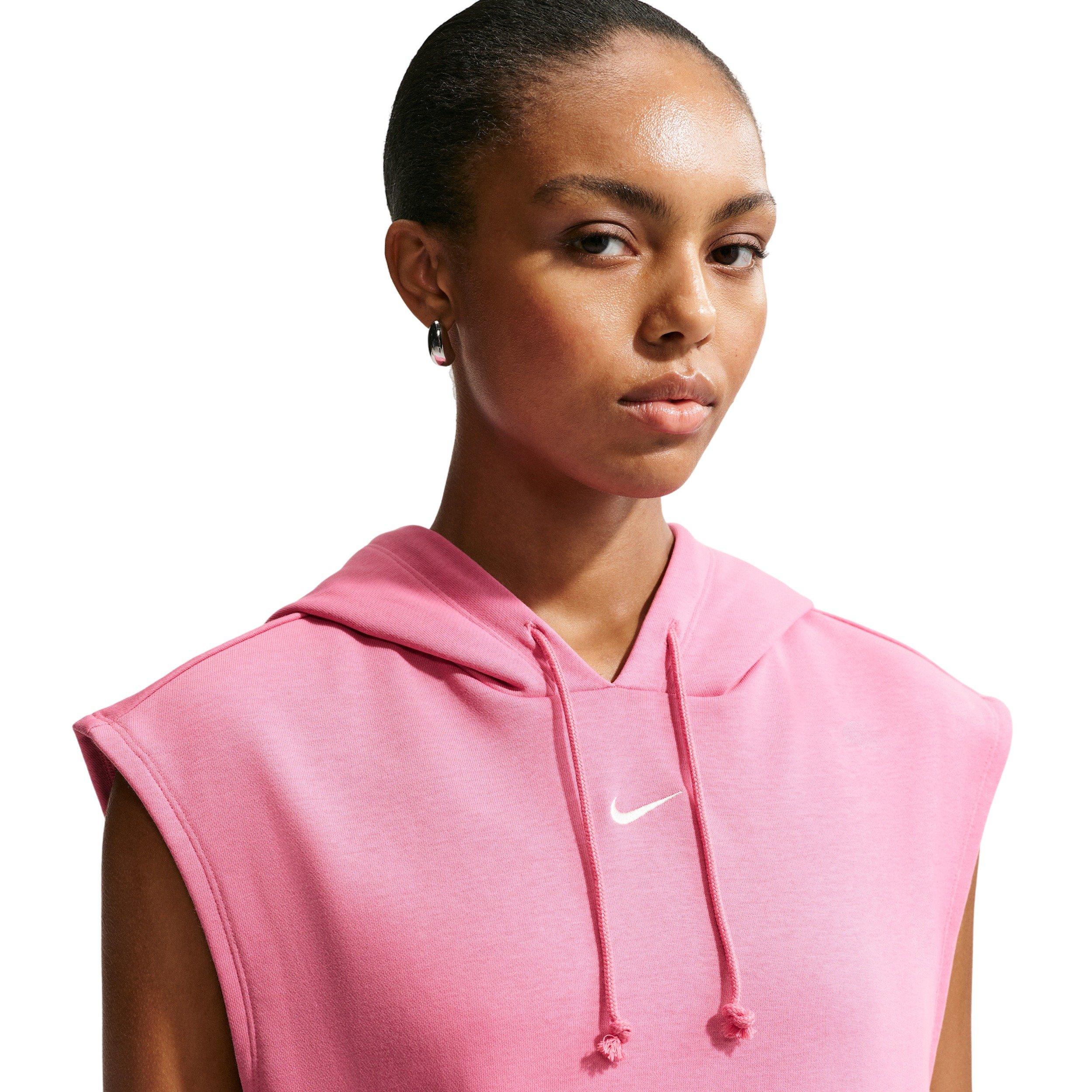 Nike Women's Sportswear Phoenix Fleece Sleeveless Hoodie - PINK Thumbnail View 3