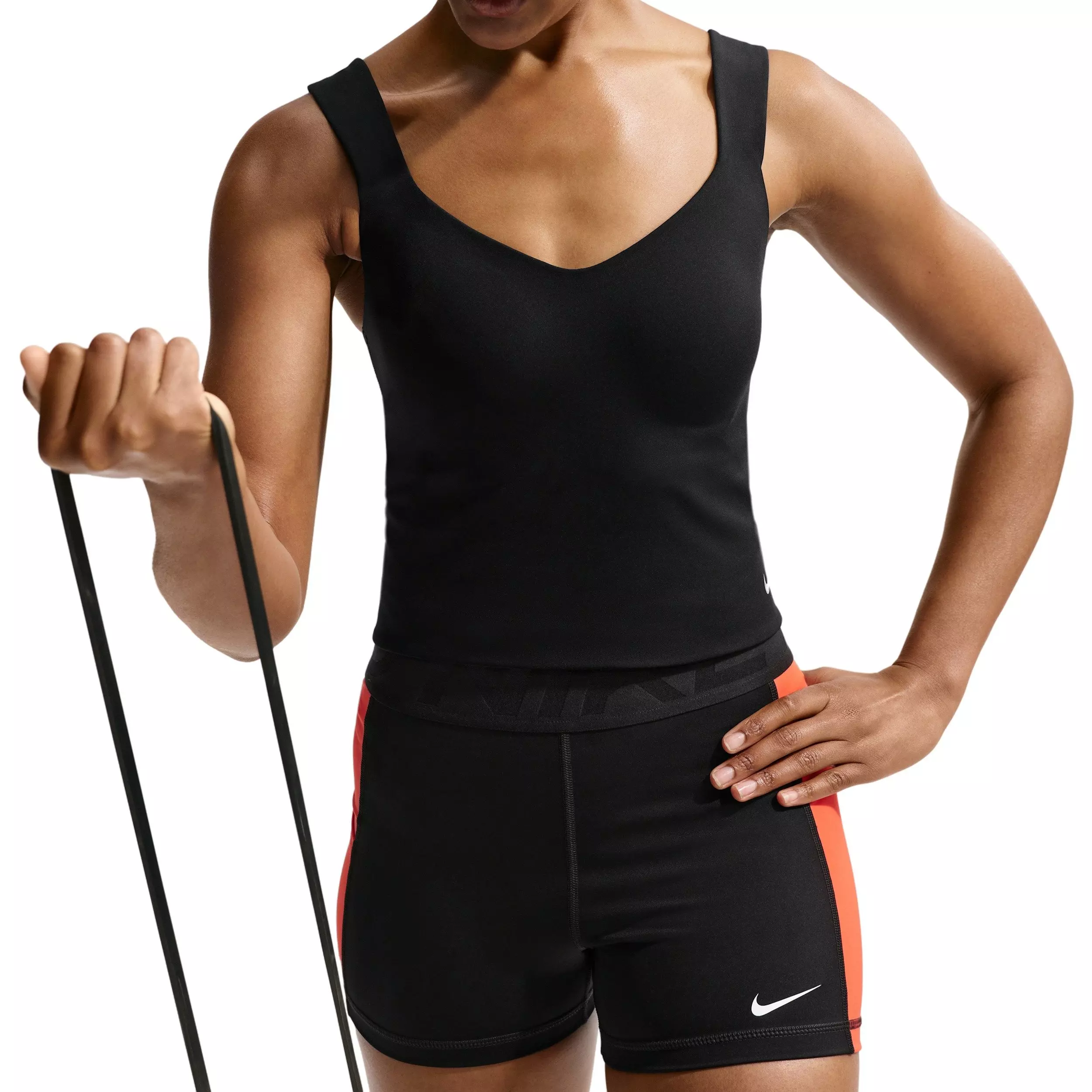 Nike Women's Pro Sculpt Medium-Support Padded Sports Bra Tank - BLACK/WHITE