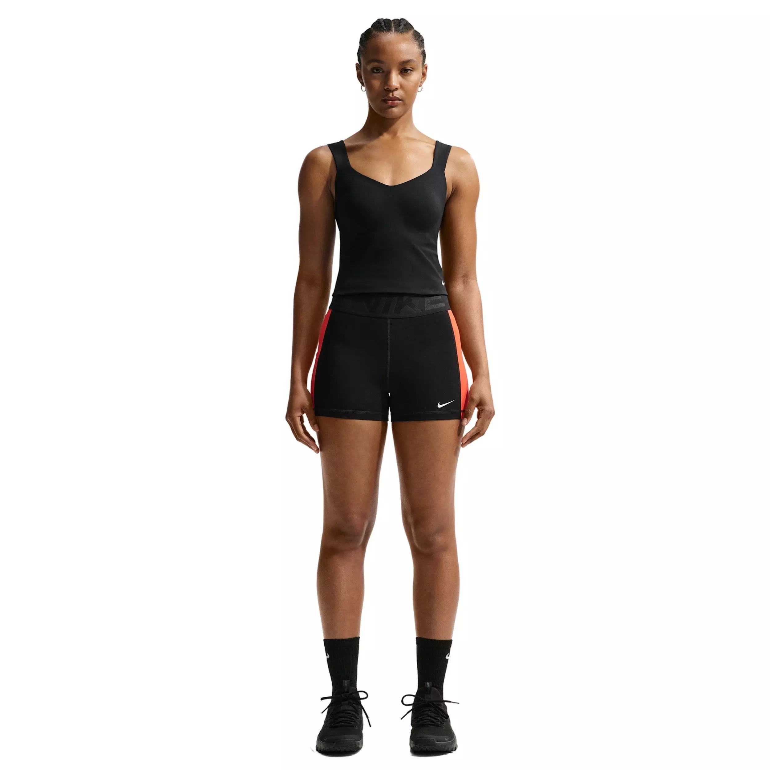 Nike Women's Pro Sculpt Medium-Support Padded Sports Bra Tank - BLACK/WHITE