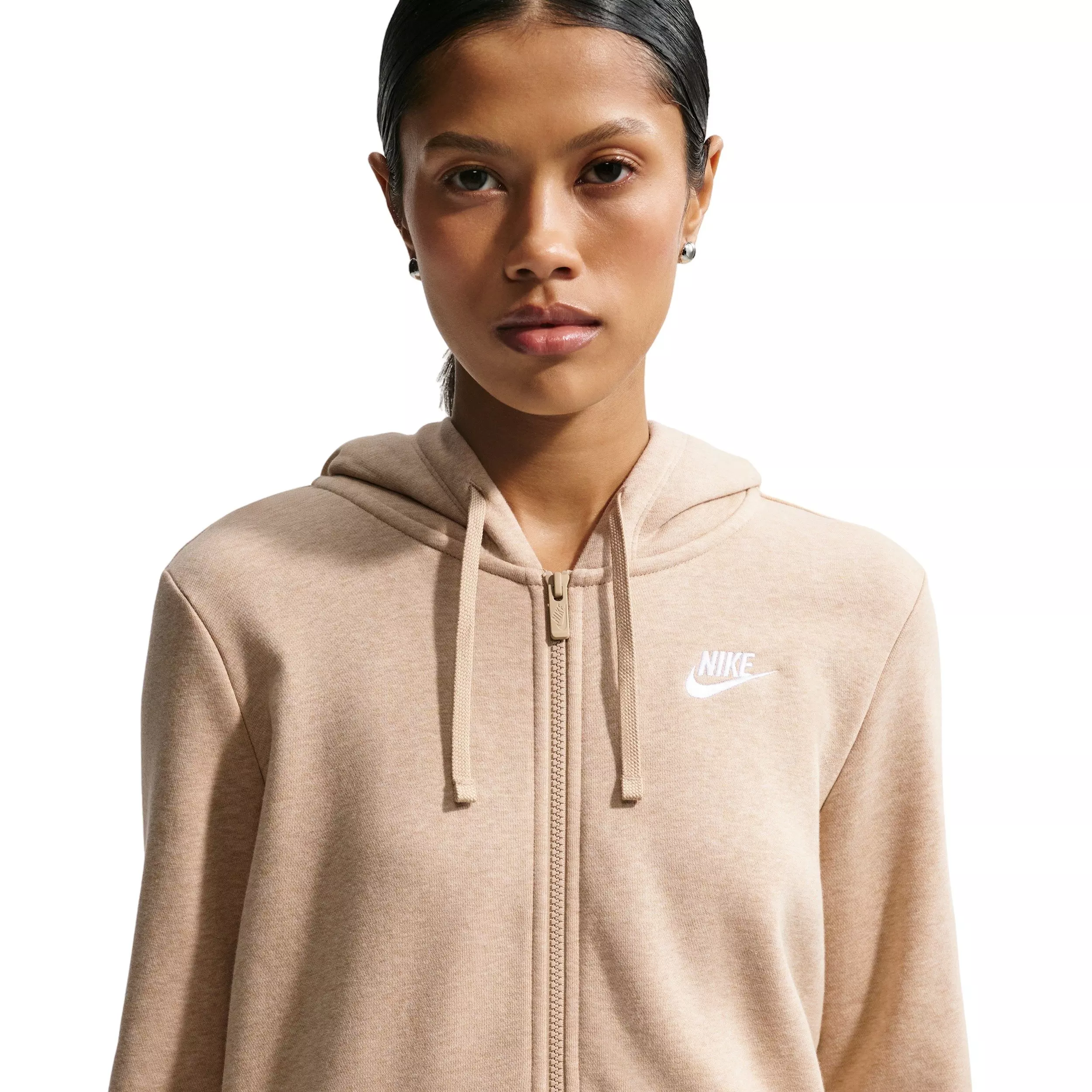 Nike Women's Sportswear Club Fleece Full-Zip Hooded Jacket - Tan - TAN