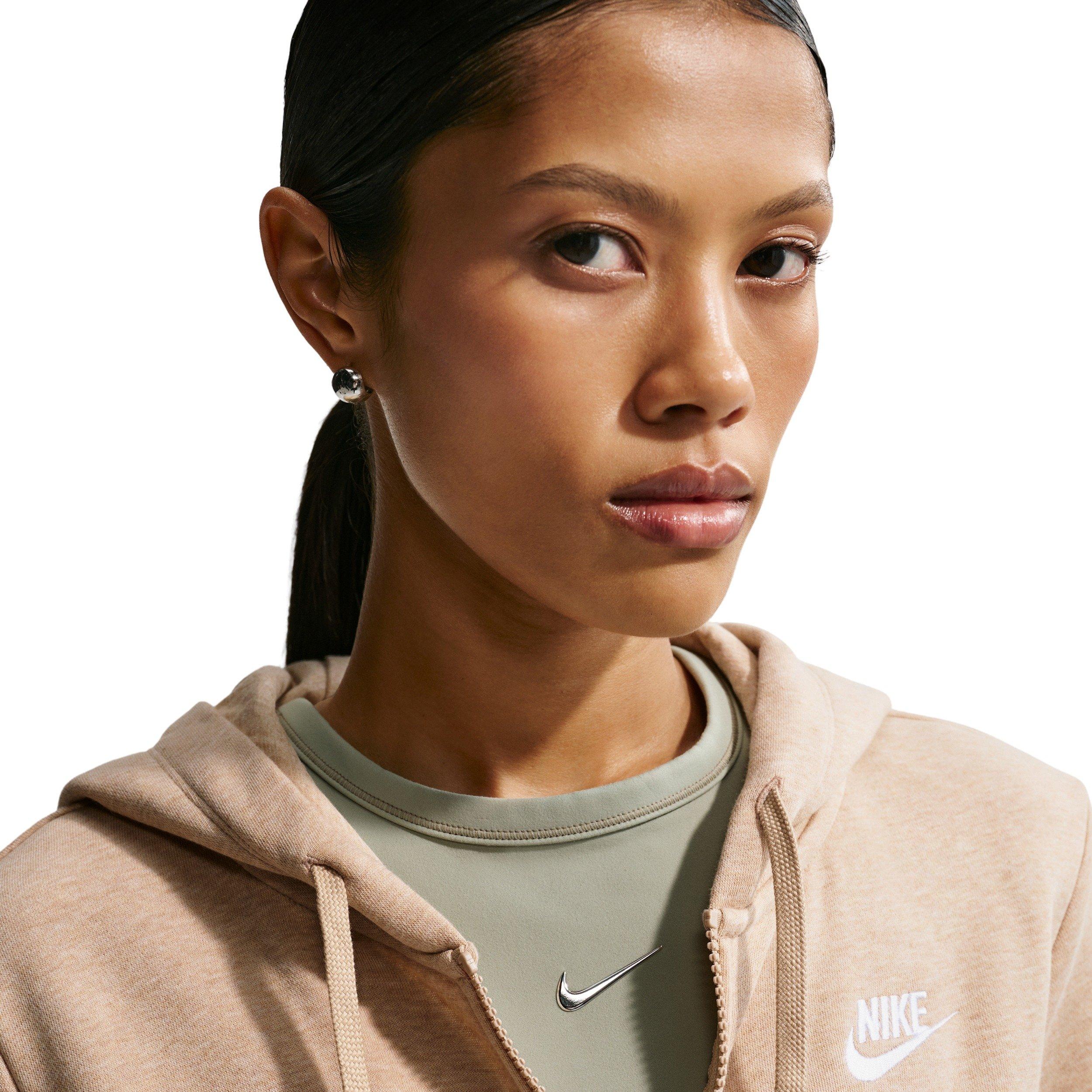 Nike Women's Sportswear Club Fleece Full-Zip Hooded Jacket - Tan - TAN Thumbnail View 5