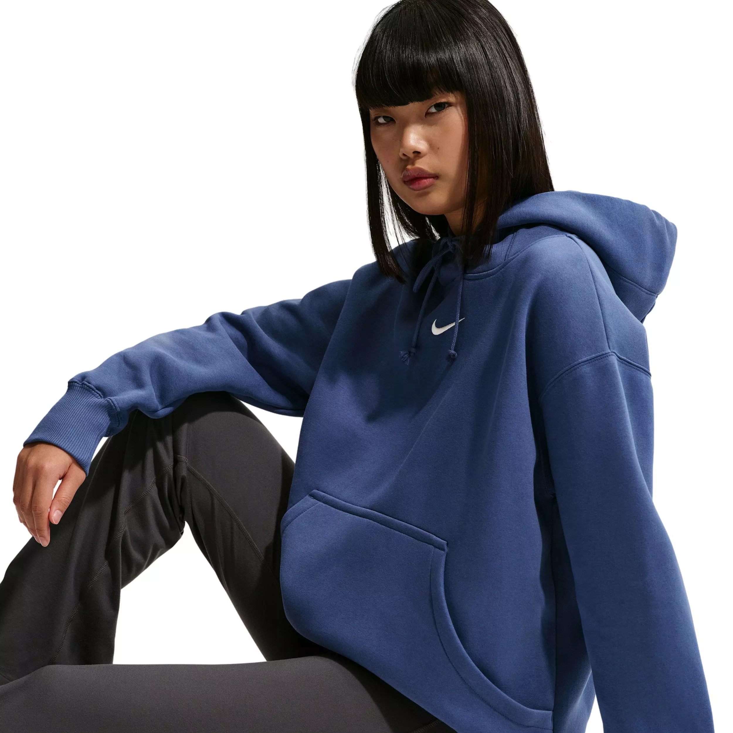Nike Women's Sportswear Phoenix Fleece Oversized Pullover Hoodie - NAVY