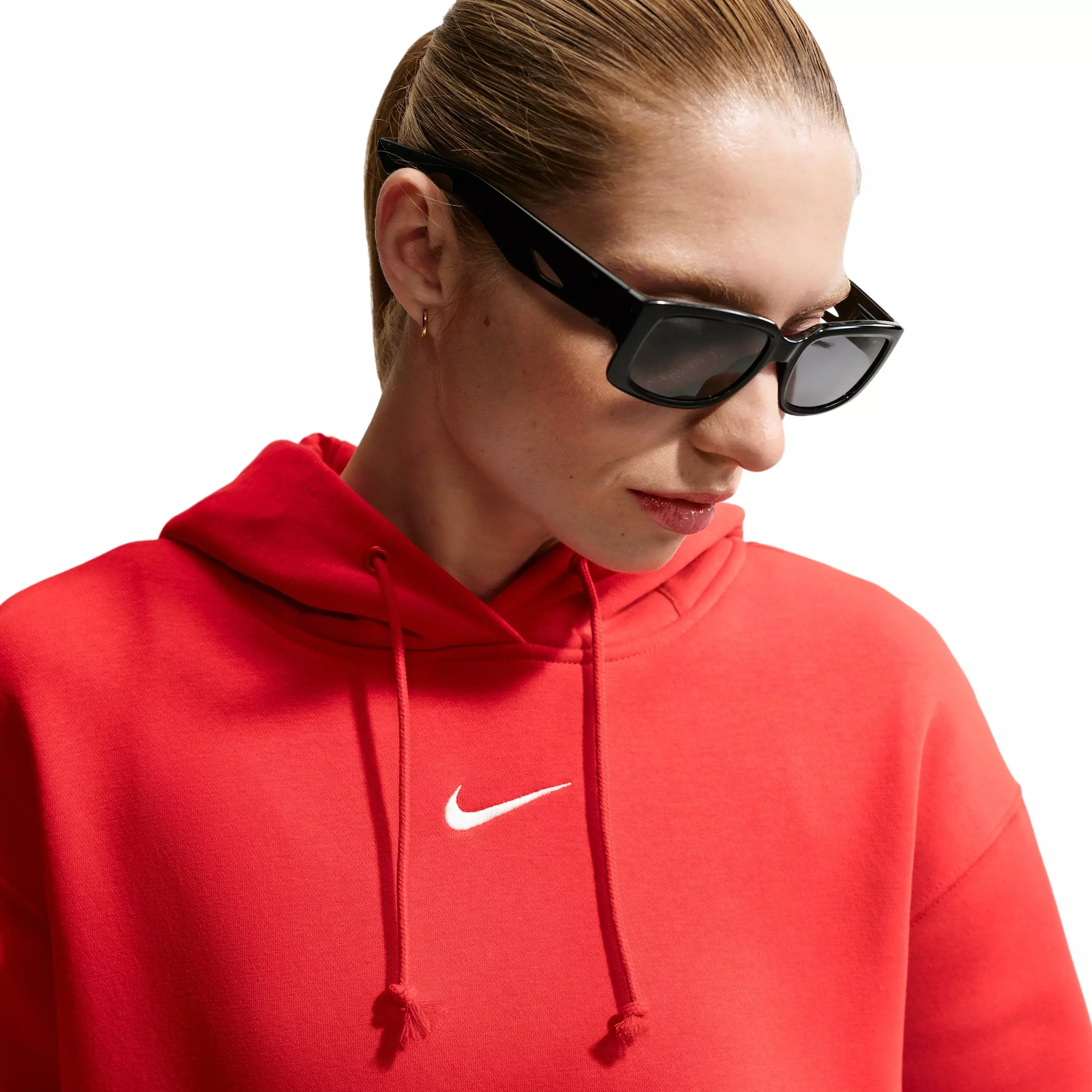 Nike Women's Sportswear Phoenix Fleece Oversized Pullover Hoodie - CRIMSON