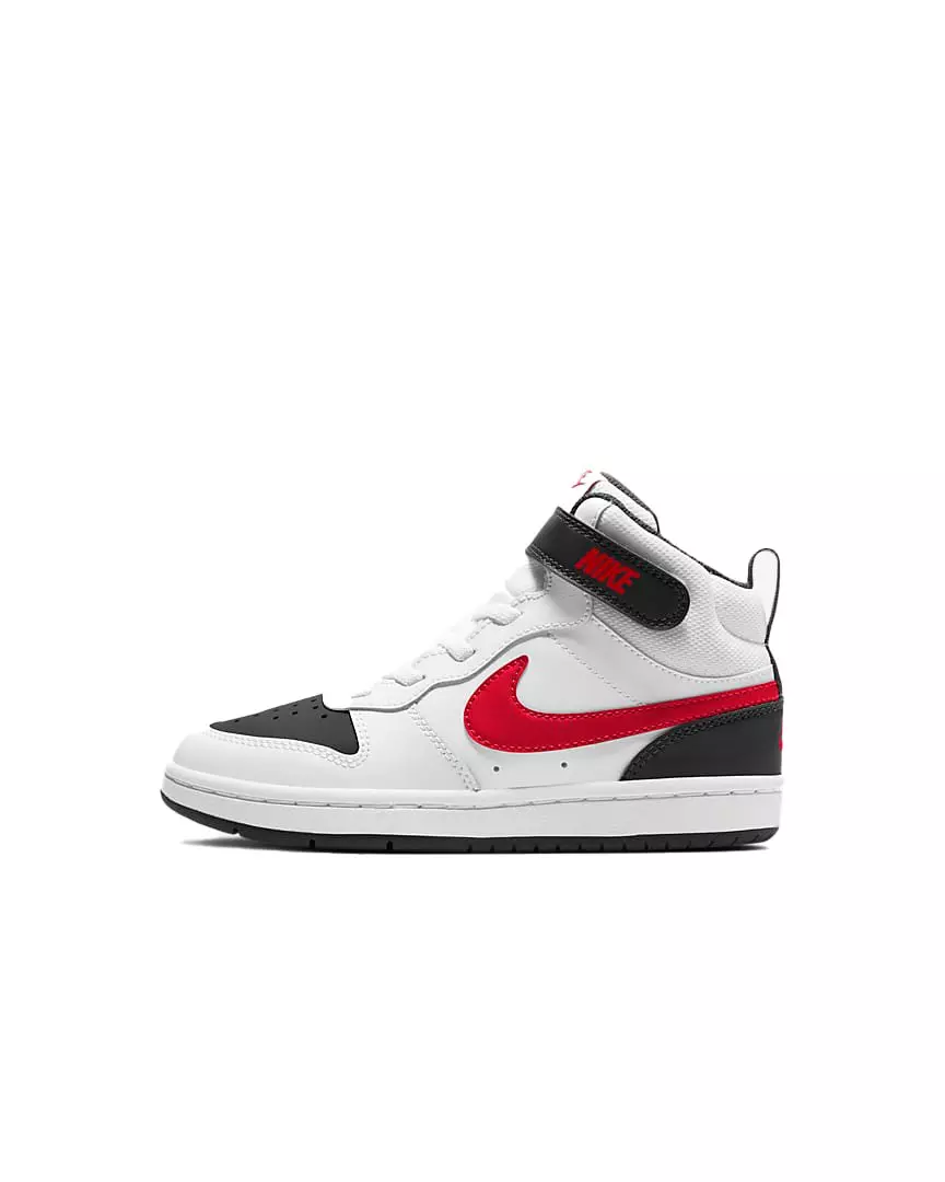 Nike Court Borough Mid 2 "White/Black/Red" Preschool Boys' Shoe - WHITE