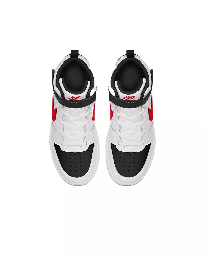 Nike Court Borough Mid 2 "White/Black/Red" Preschool Boys' Shoe - WHITE