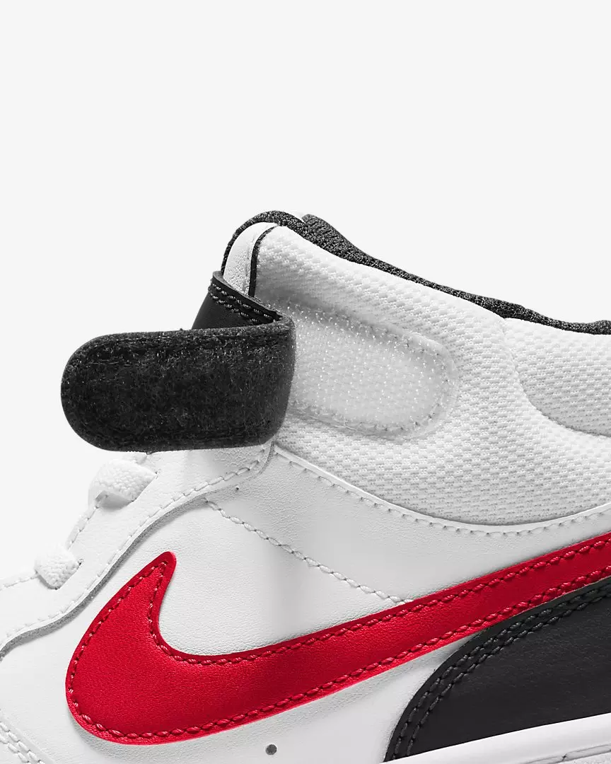 Nike Court Borough Mid 2 "White/Black/Red" Preschool Boys' Shoe - WHITE
