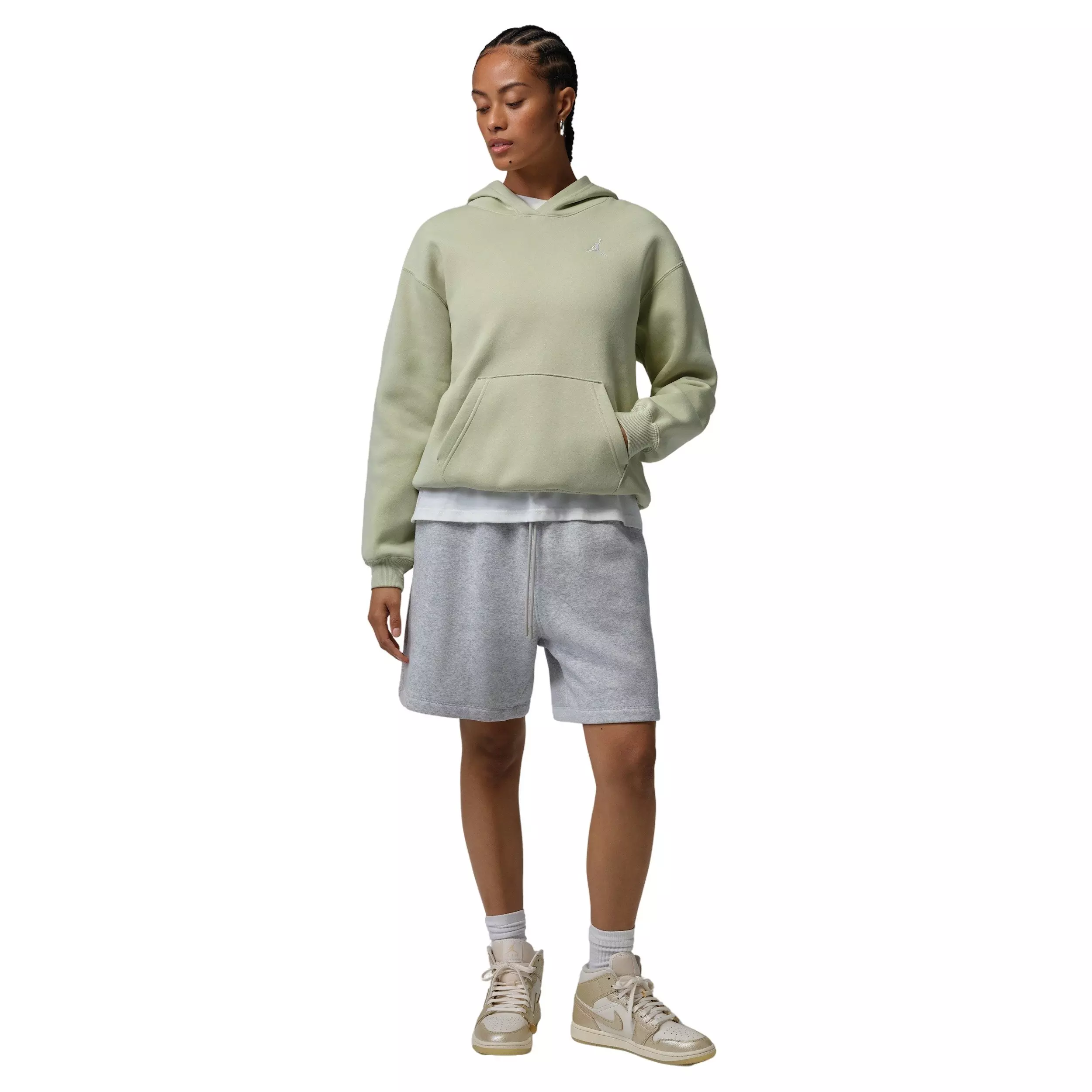 Jordan Women's Brooklyn Fleece Pullover Hoodie - OLIVE/WHITE
