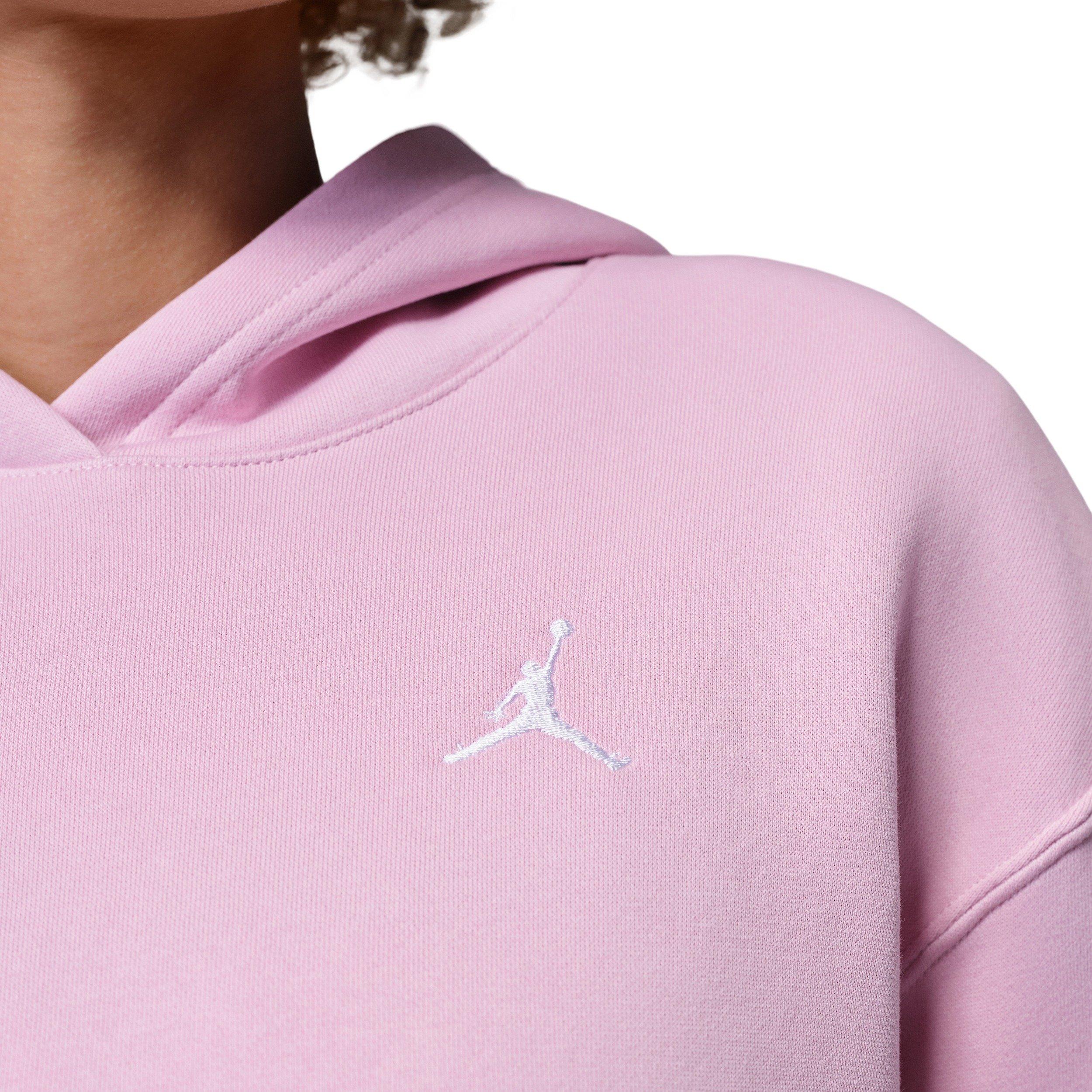 Jordan Women's Brooklyn Fleece Pullover Hoodie - PINK/WHITE Thumbnail View 4