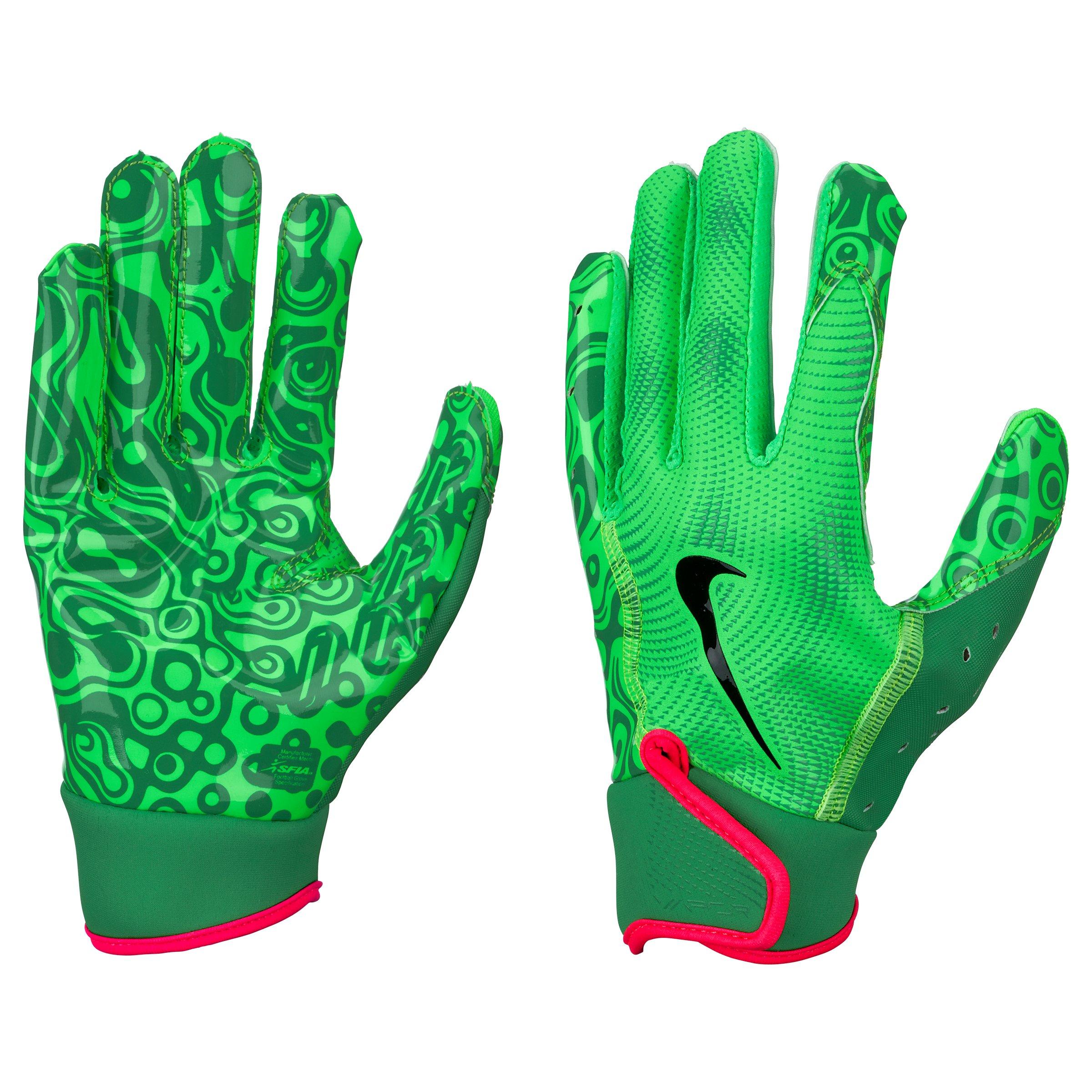 Green nike sales football gloves