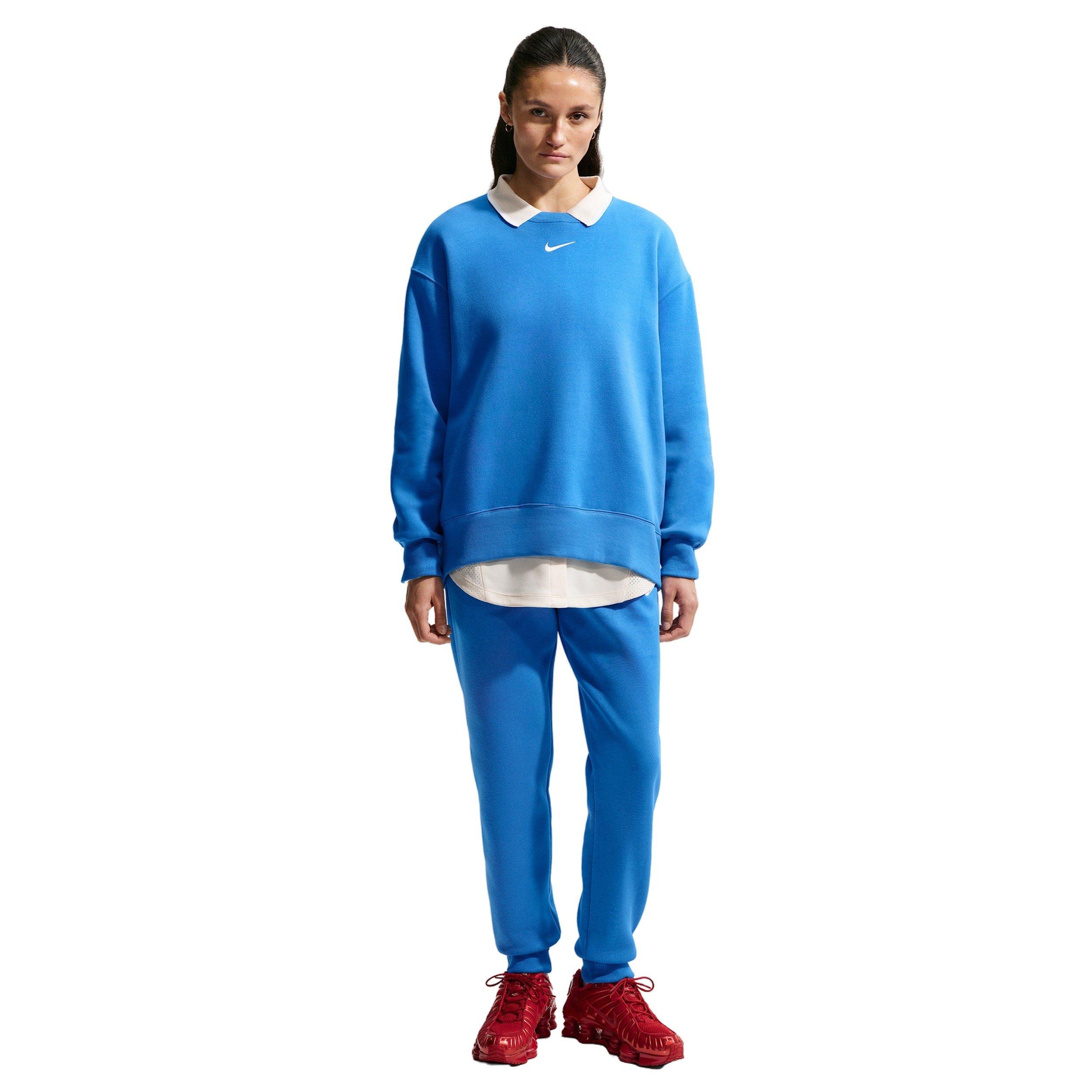 Nike Women's Sportswear Phoenix Fleece Oversized Crew-Neck Sweatshirt - LT BLUE Thumbnail View 4