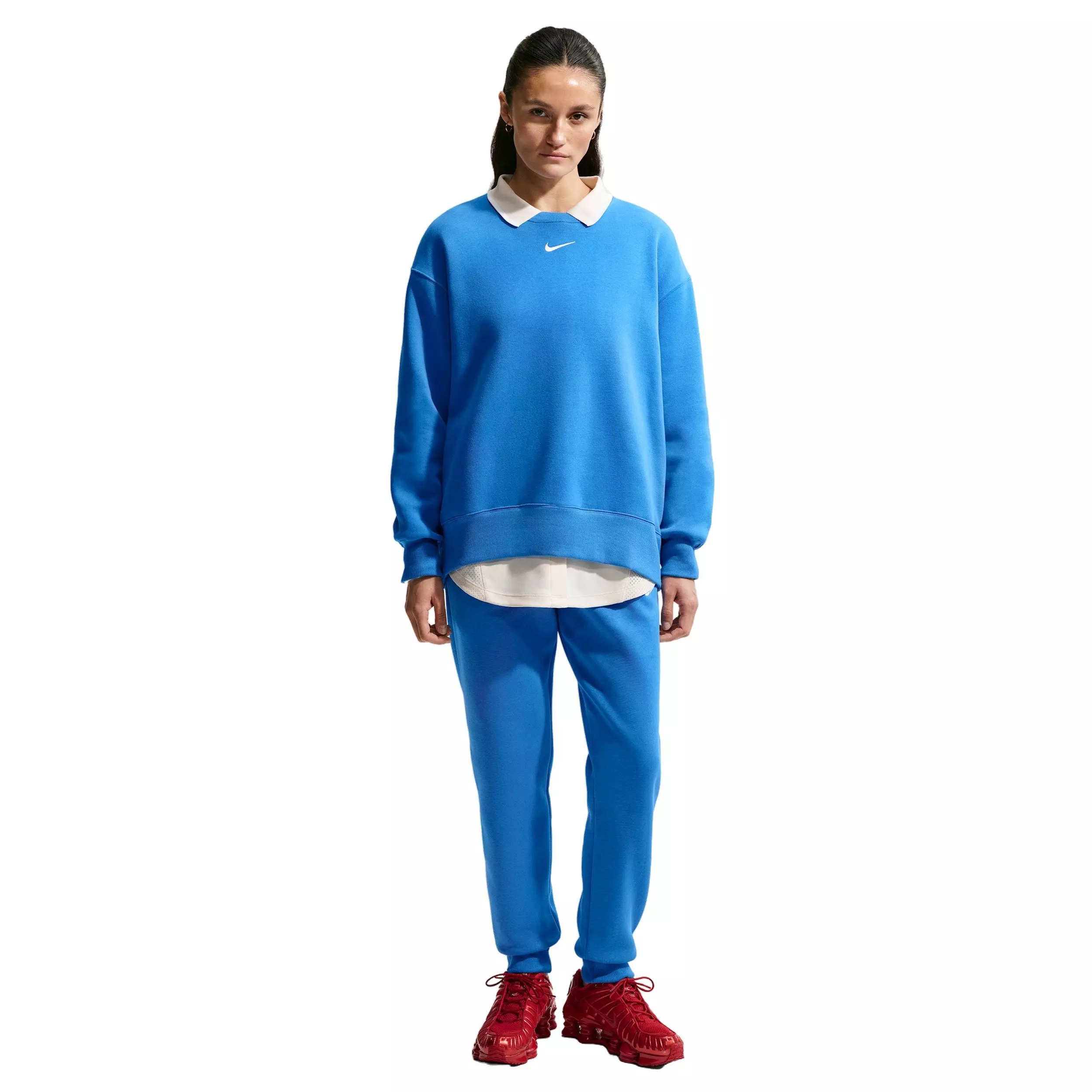 Nike Women's Sportswear Phoenix Fleece Oversized Crew-Neck Sweatshirt - LT BLUE