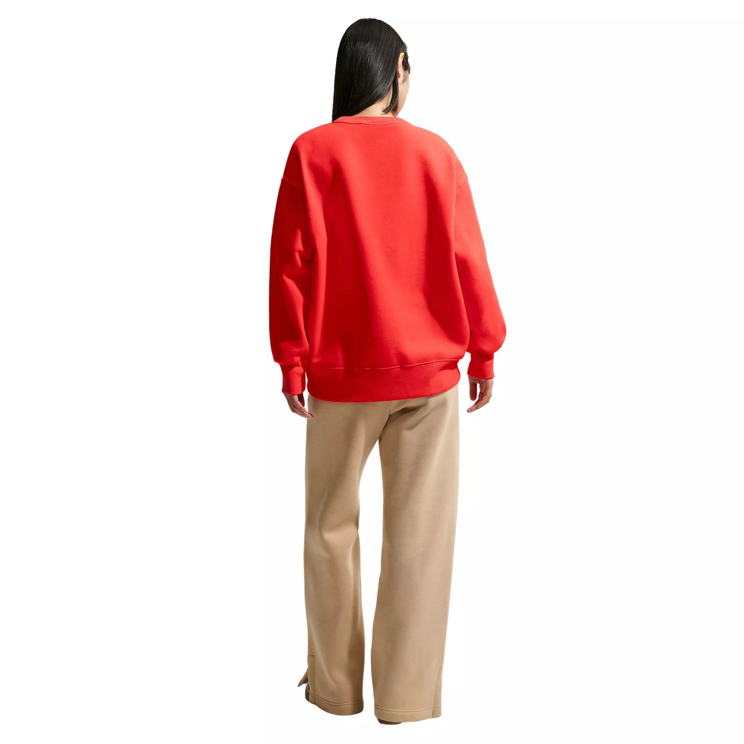 Nike Women's Sportswear Phoenix Fleece Oversized Crew-Neck Sweatshirt - CRIMSON