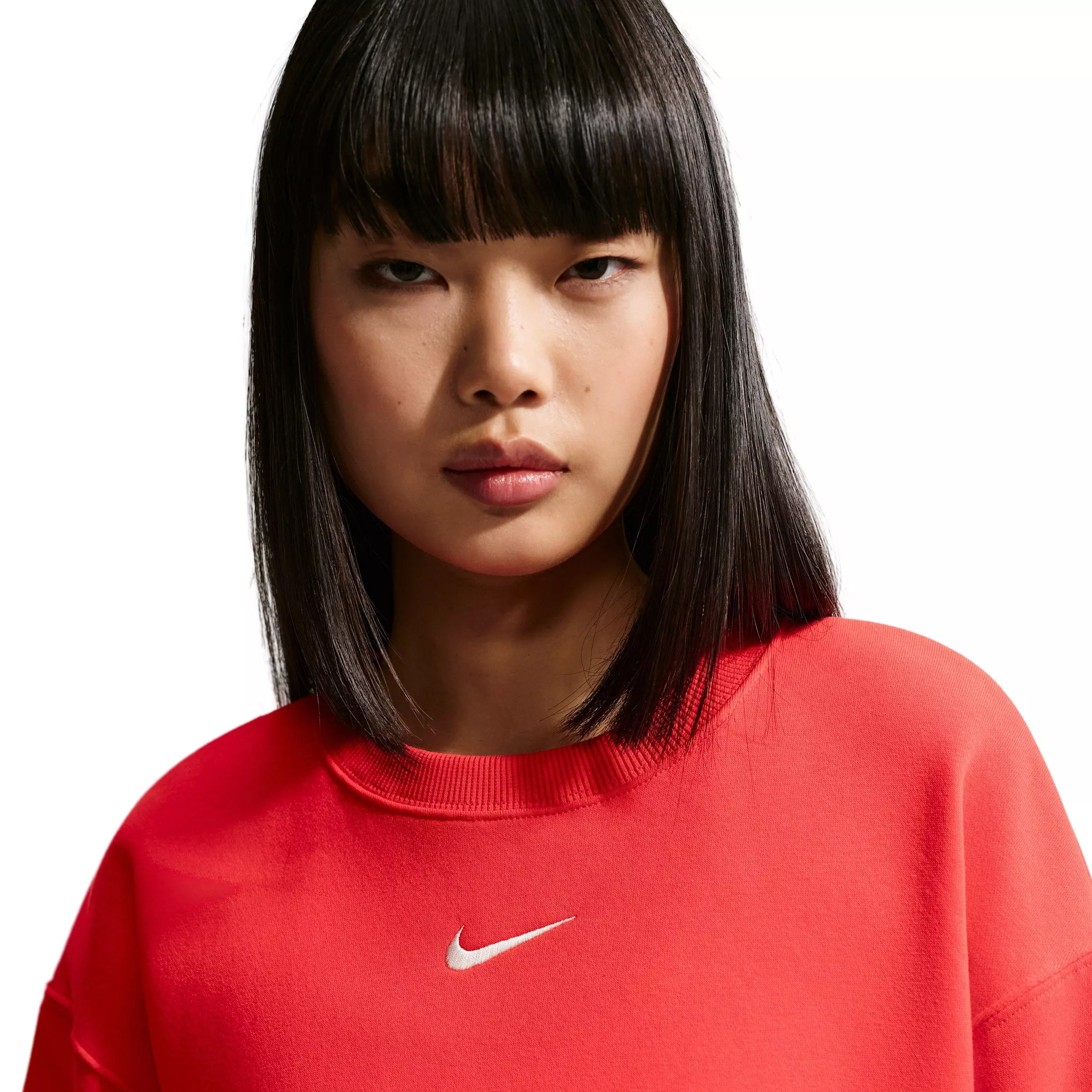 Nike Women's Sportswear Phoenix Fleece Oversized Crew-Neck Sweatshirt - CRIMSON