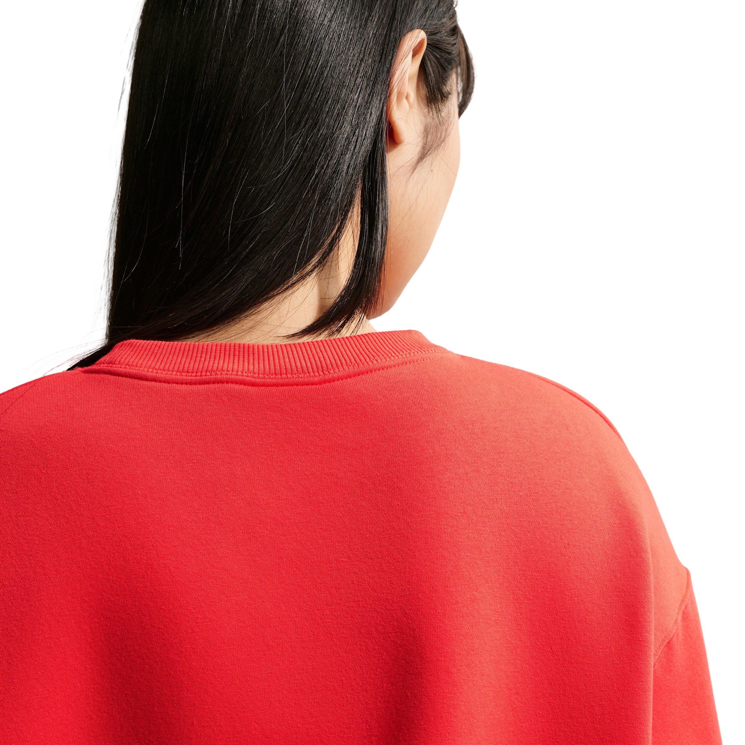 Nike Women's Sportswear Phoenix Fleece Oversized Crew-Neck Sweatshirt - CRIMSON Thumbnail View 4