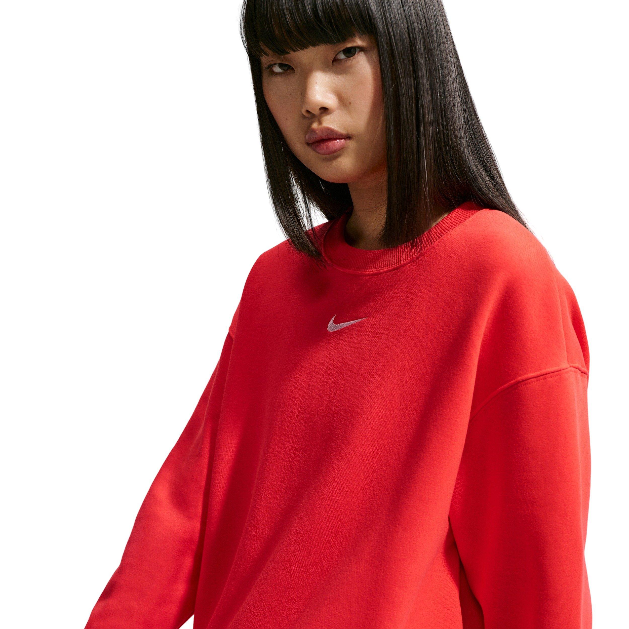 Nike Women's Sportswear Phoenix Fleece Oversized Crew-Neck Sweatshirt - CRIMSON Thumbnail View 5