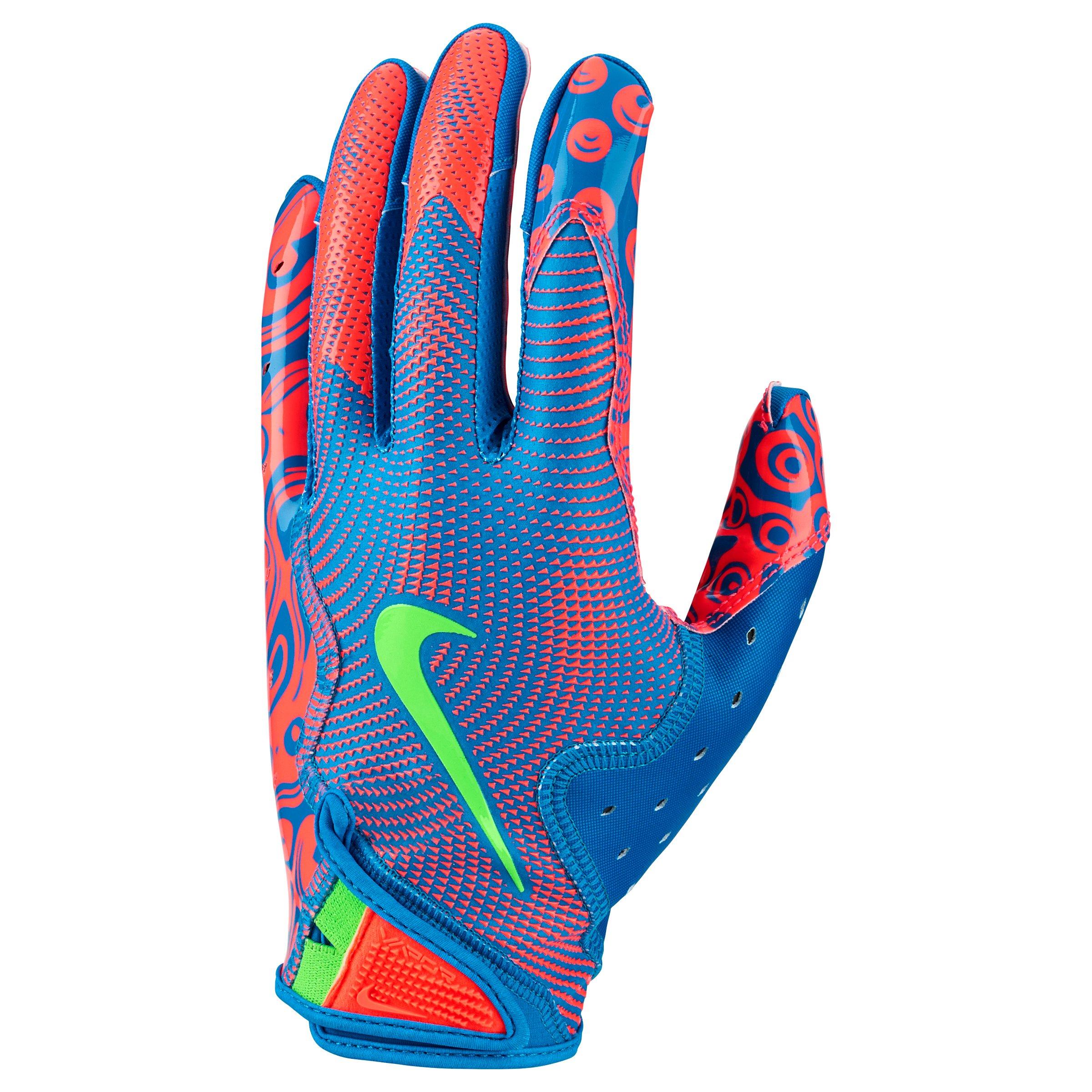 Nike Adult Vapor Jet 8.0 Energy Football Gloves Blue Orange Hibbett