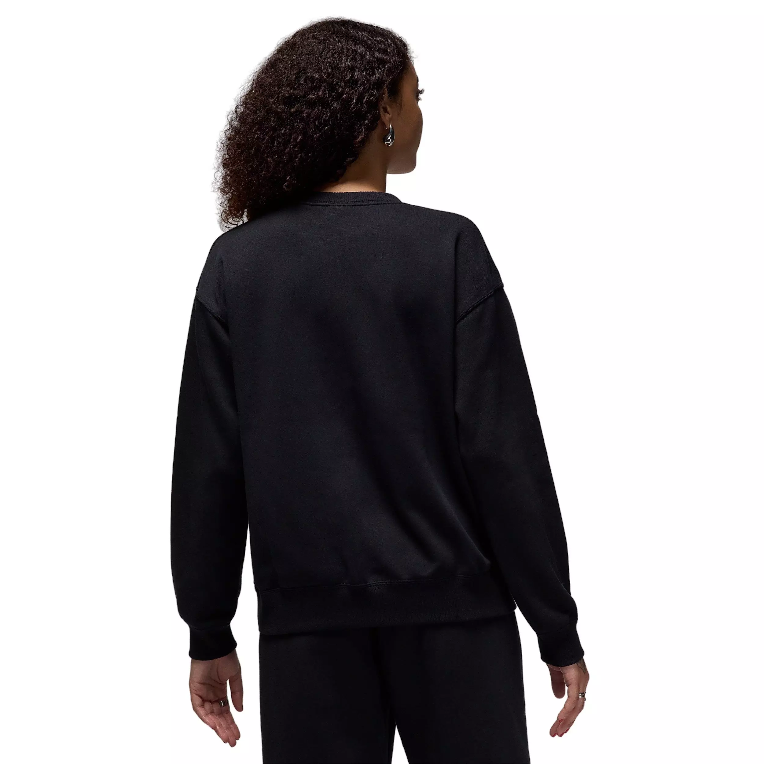 Jordan Women's Brooklyn Fleece French Terry Crew-Neck Sweatshirt - BLACK/WHITE