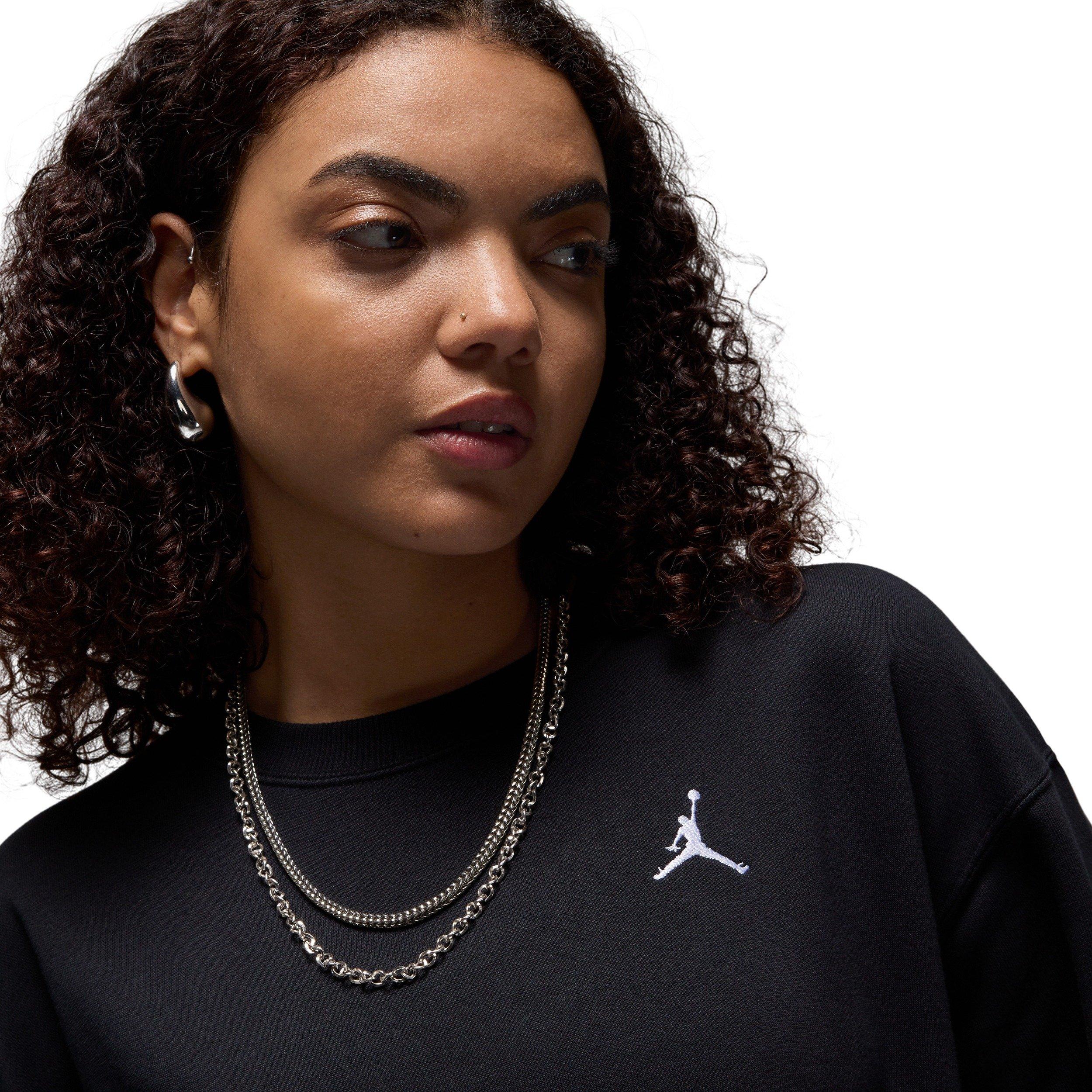 Jordan Women's Brooklyn Fleece French Terry Crew-Neck Sweatshirt - BLACK/WHITE Thumbnail View 3