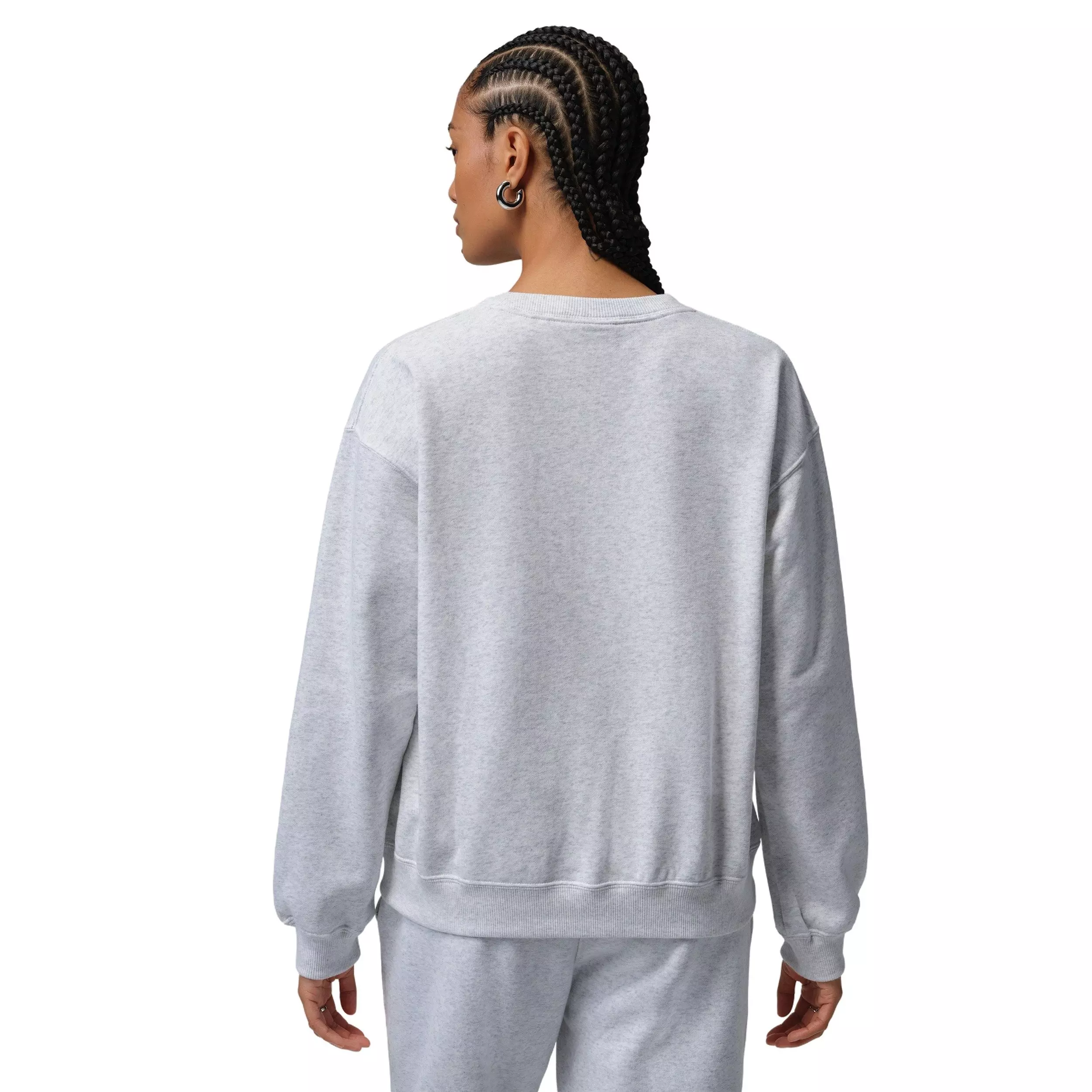 Jordan Women's Brooklyn Fleece French Terry Crew-Neck Sweatshirt - BIRCH HEATHER/BLACK
