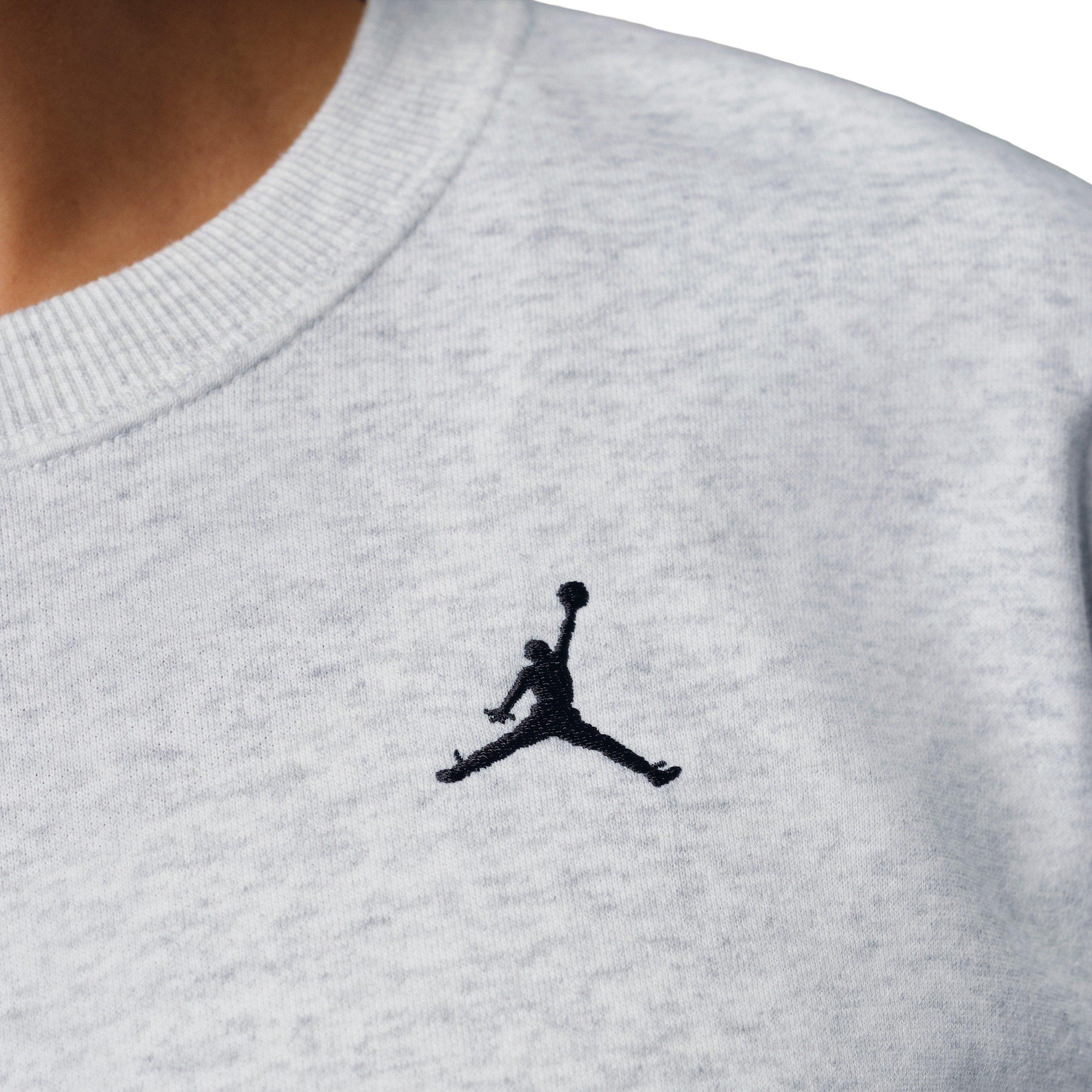 Jordan Women's Brooklyn Fleece French Terry Crew-Neck Sweatshirt - BIRCH HEATHER/BLACK Thumbnail View 4
