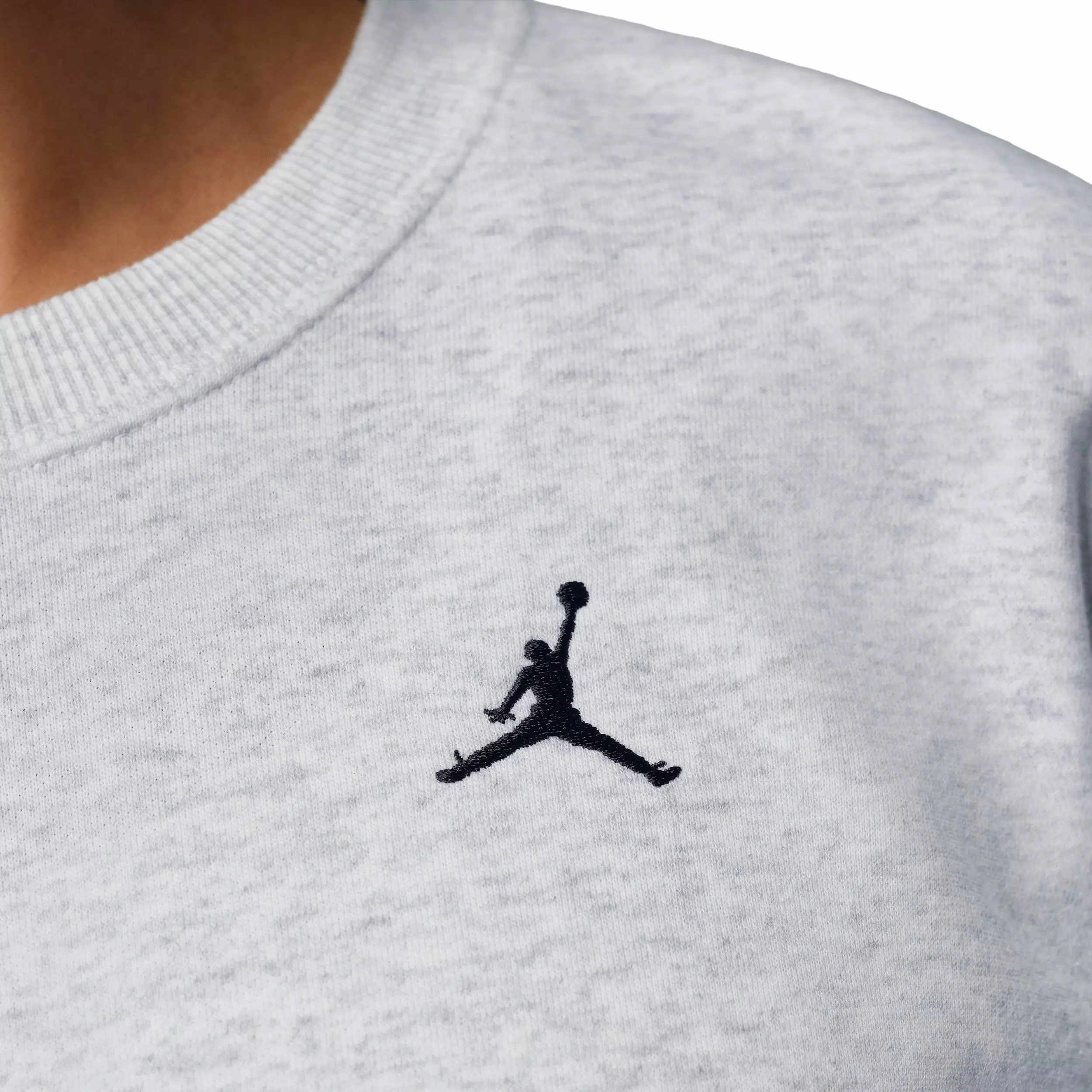 Jordan Women's Brooklyn Fleece French Terry Crew-Neck Sweatshirt - BIRCH HEATHER/BLACK