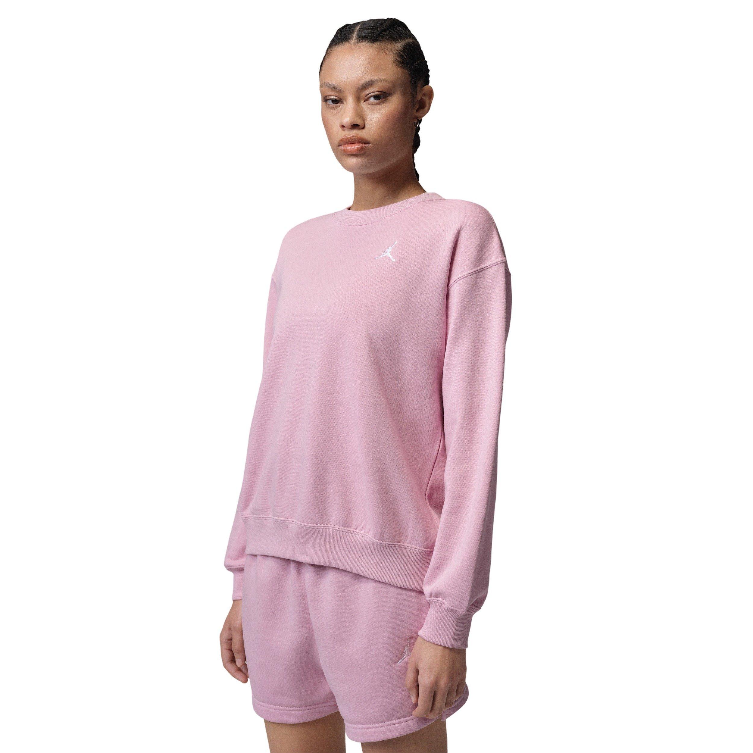 Jordan Women's Brooklyn Fleece French Terry Crew-Neck Sweatshirt - PINK/WHITE Thumbnail View 1