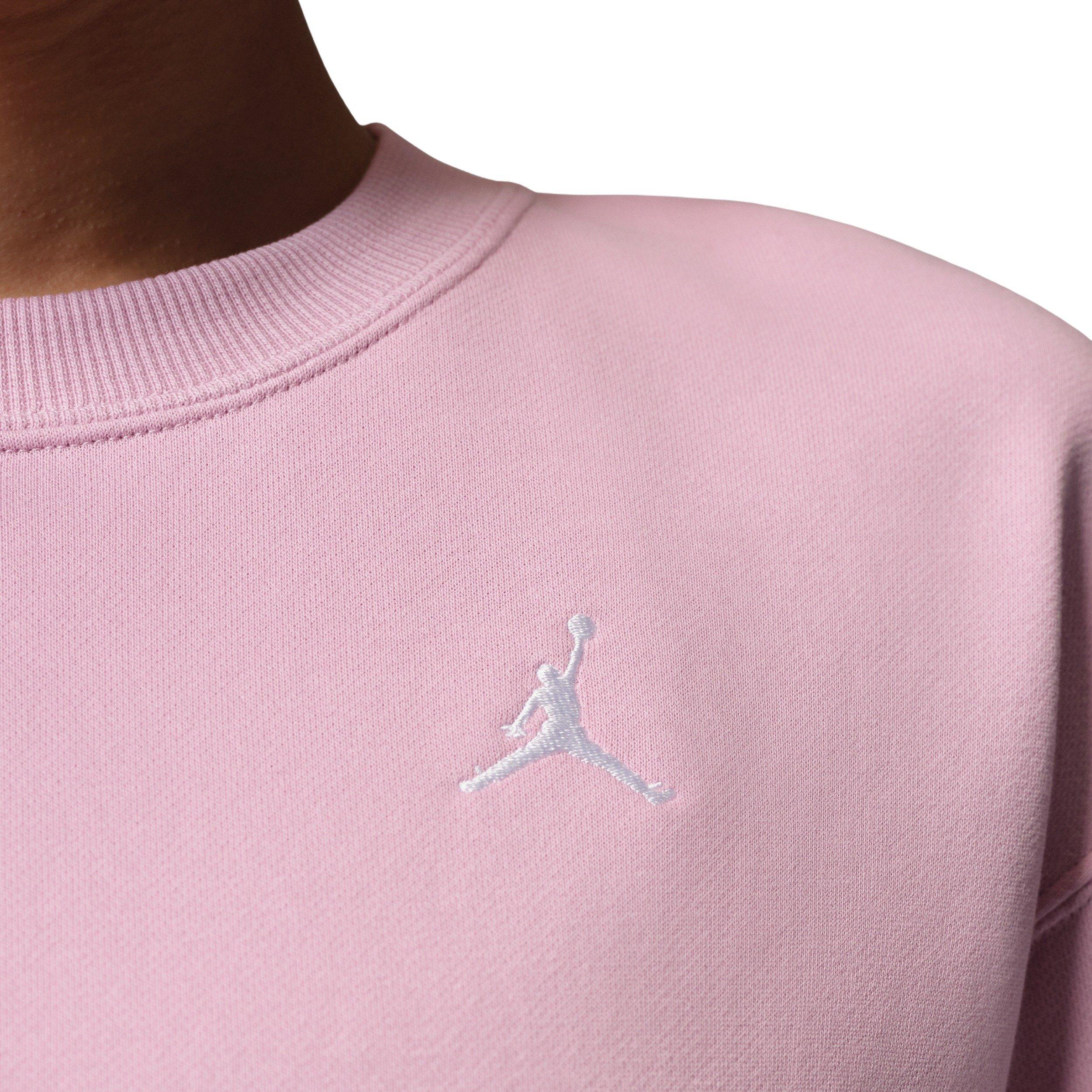 Jordan Women's Brooklyn Fleece French Terry Crew-Neck Sweatshirt - PINK/WHITE Thumbnail View 4