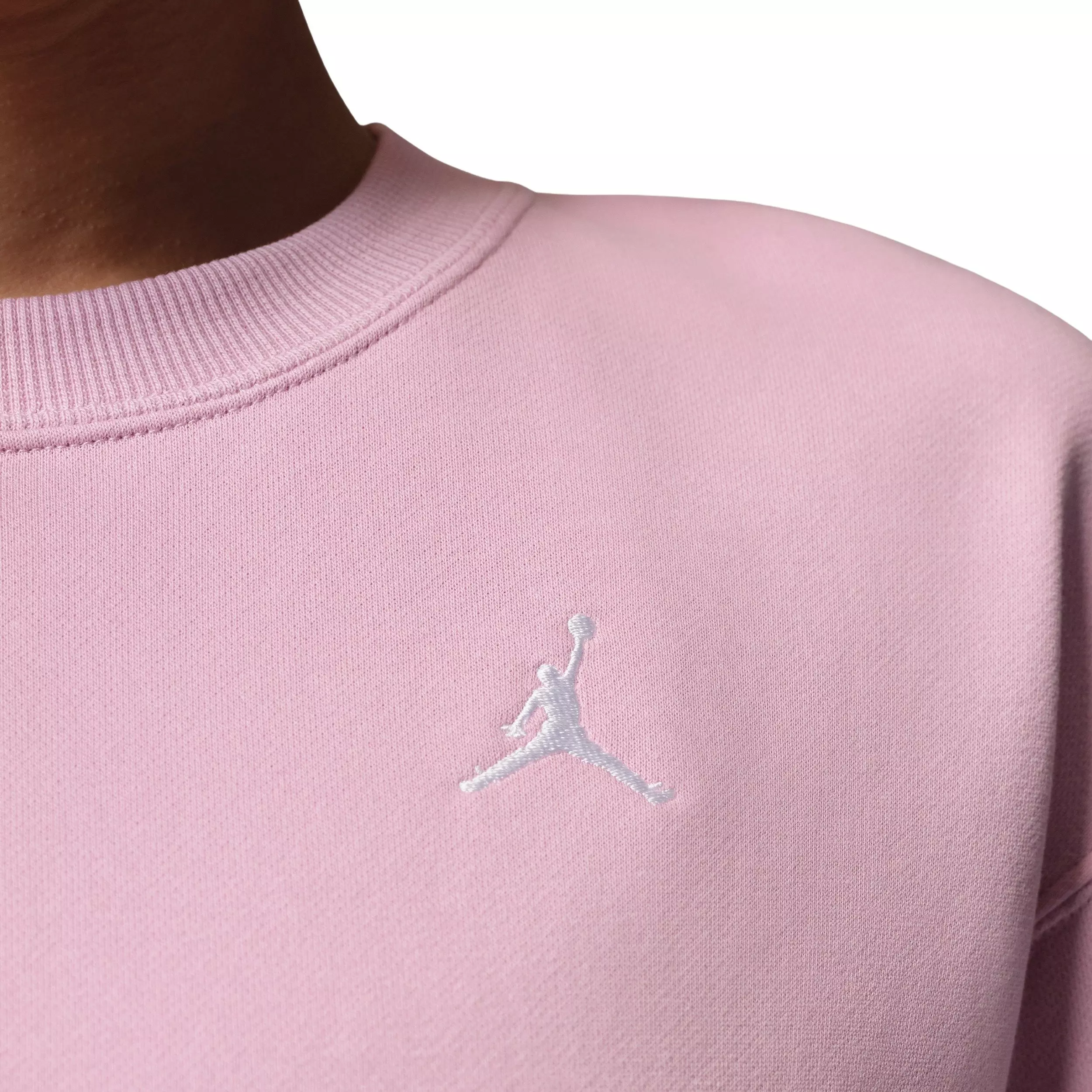 Jordan Women's Brooklyn Fleece French Terry Crew-Neck Sweatshirt - PINK/WHITE