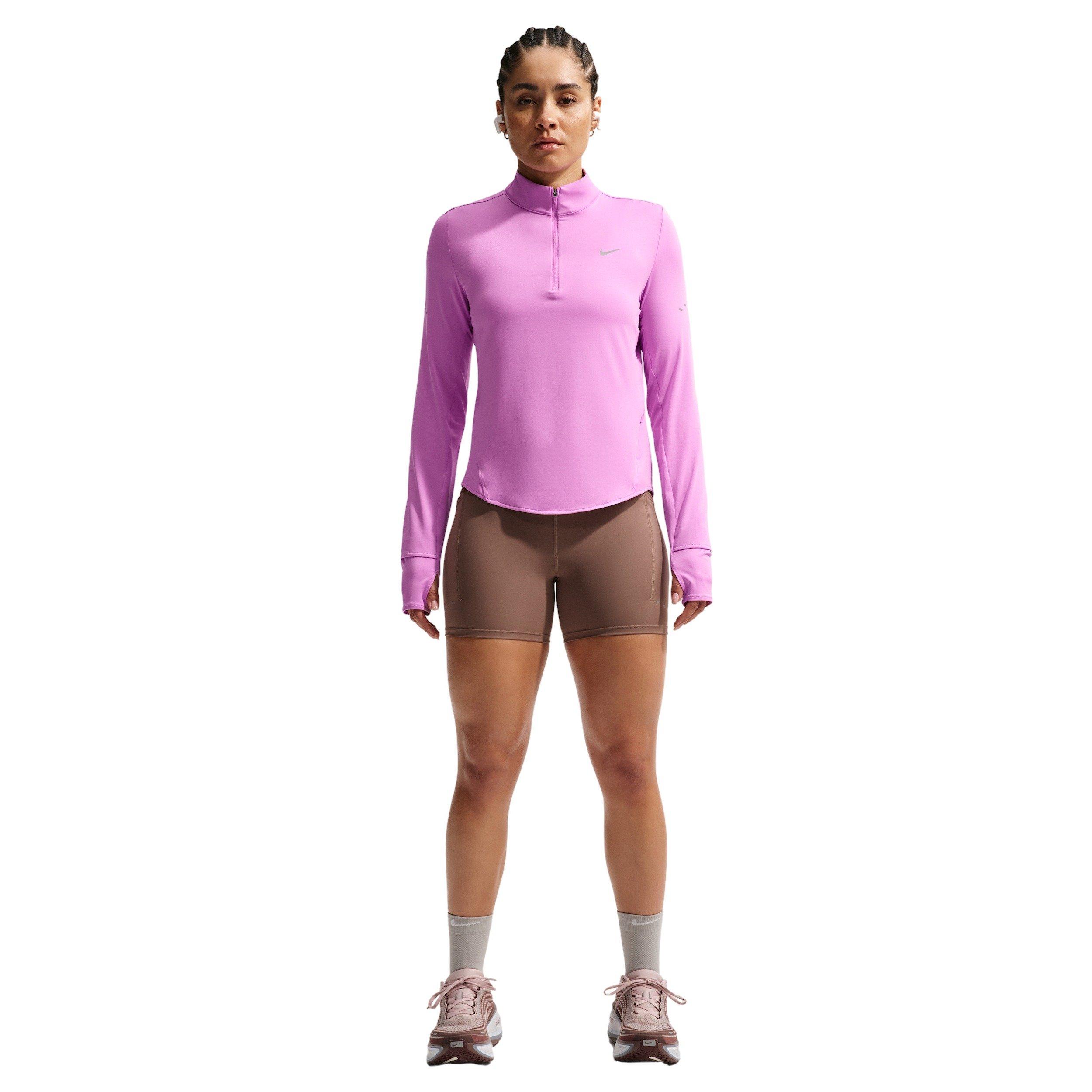 Nike Women's Swift Dri-FIT UV 1/4 Zip Running Top - Light Magenta - LIGHT MAGENTA Thumbnail View 4