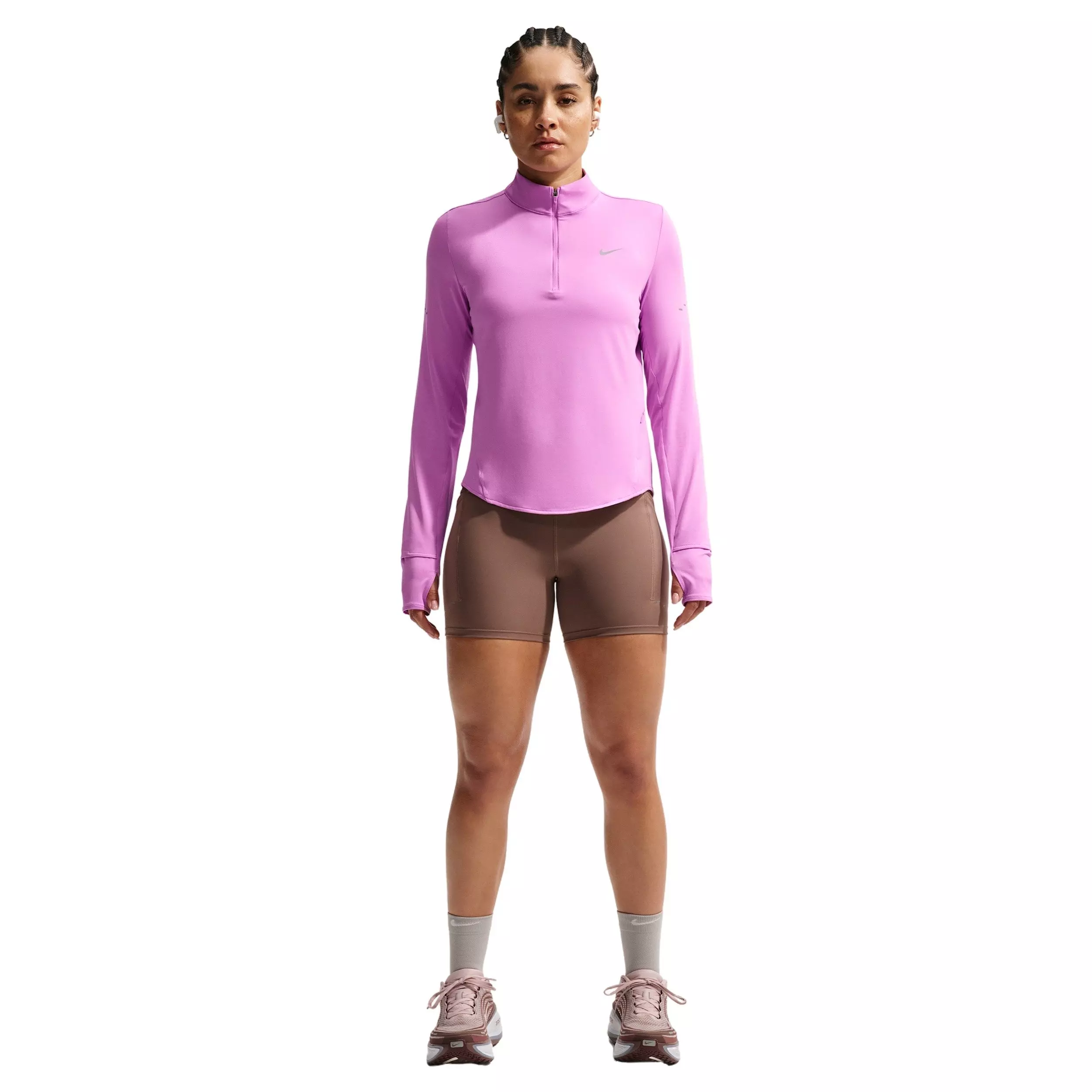 Nike Women's Swift Dri-FIT UV 1/4 Zip Running Top - Light Magenta - LIGHT MAGENTA
