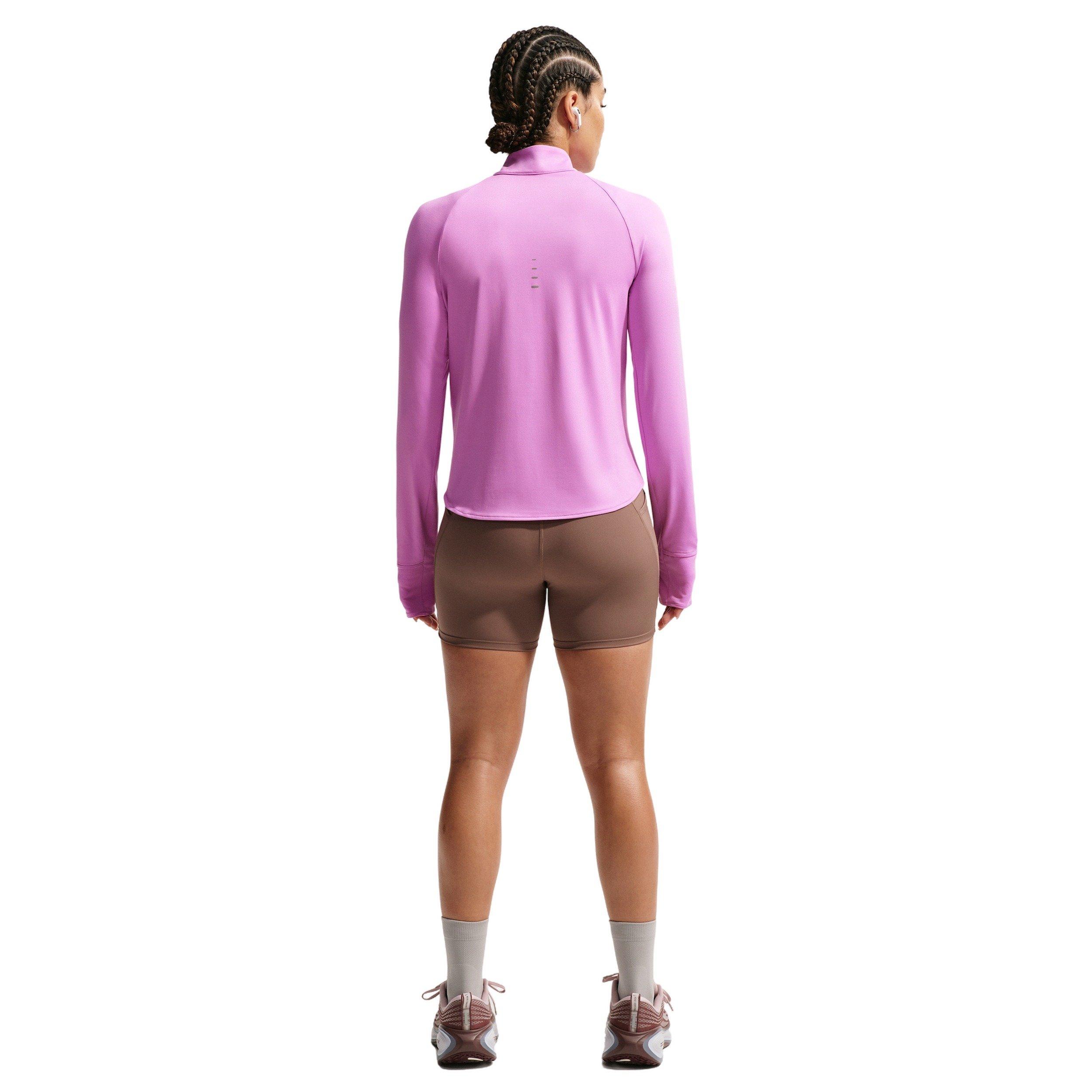 Nike Women's Swift Dri-FIT UV 1/4 Zip Running Top - Light Magenta - LIGHT MAGENTA Thumbnail View 5