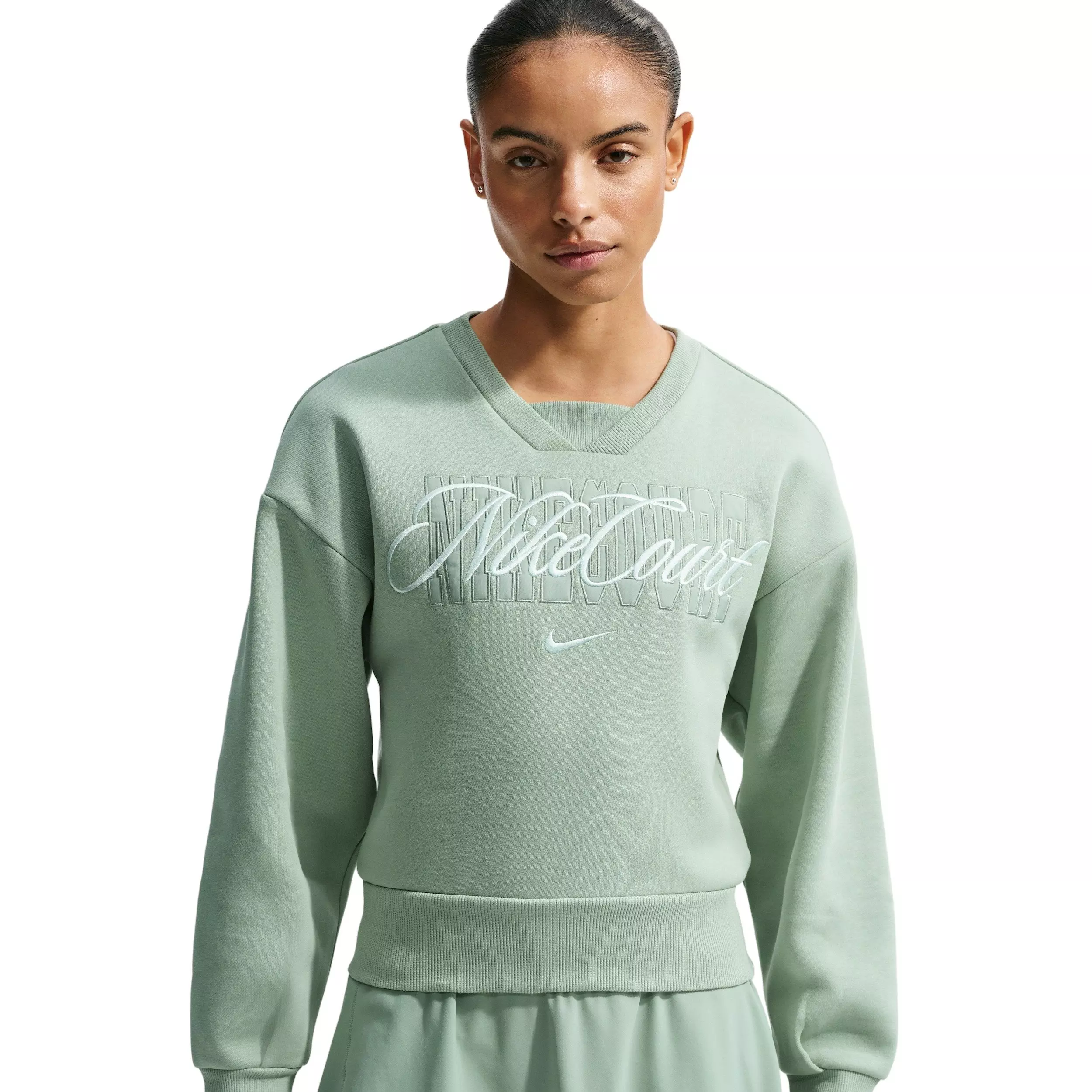 Nike Women's Court Collection Crew-Neck Tennis Top - Steam Green - STEAM GREEN